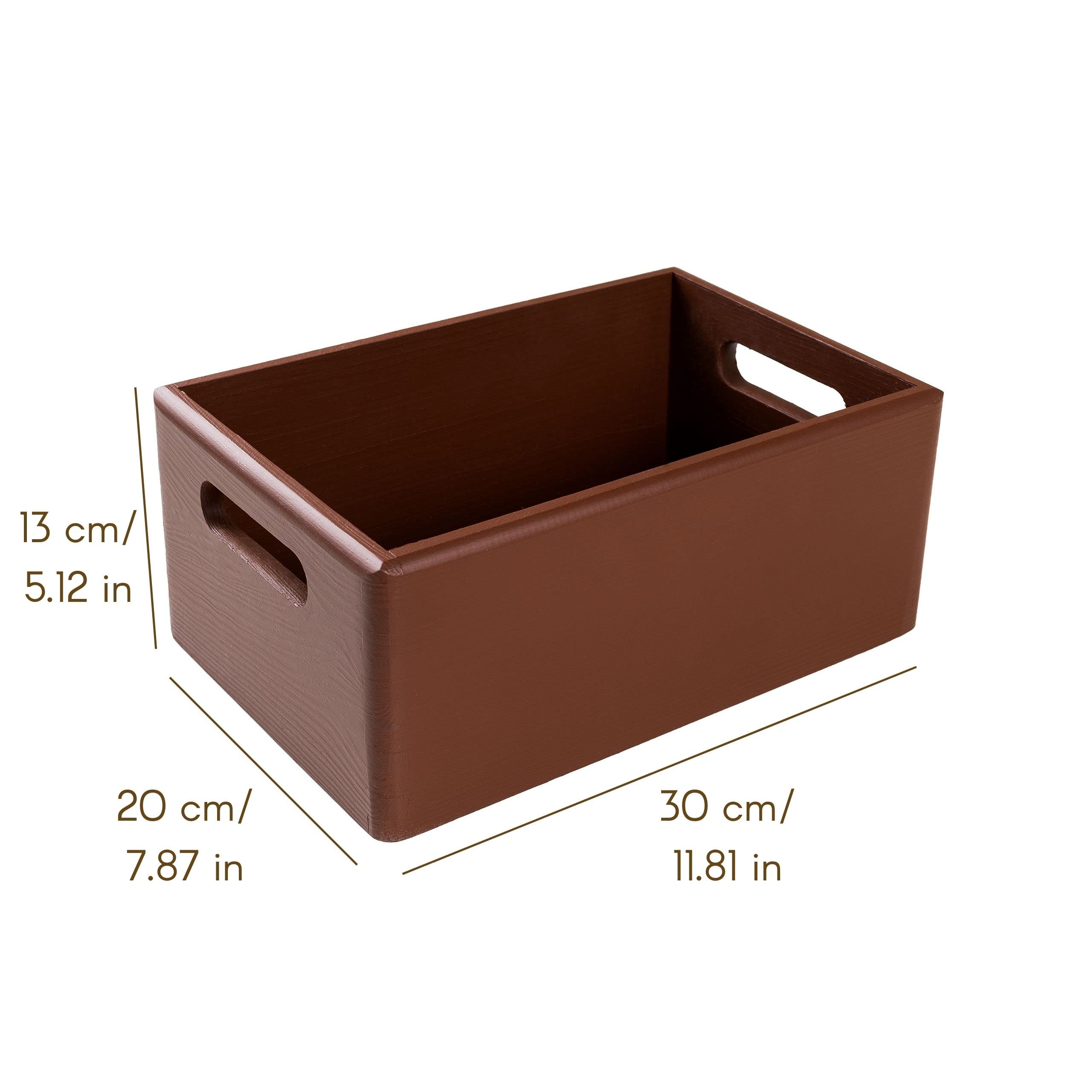 Creative Deco Caisse Bois Marron 30x20x13 cm Poignées