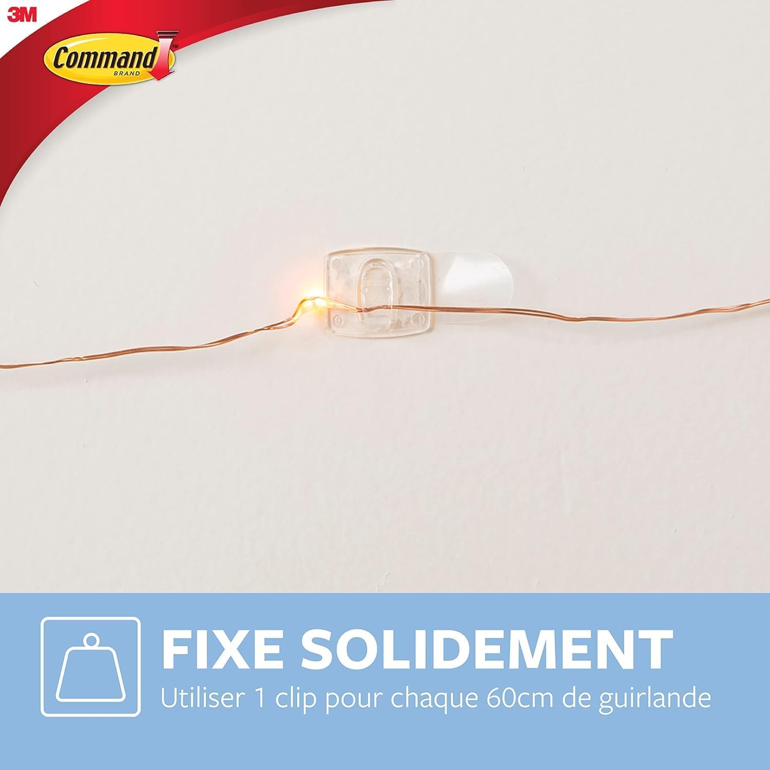 Command Crochets transparents déco clips 60 pièces guirlande