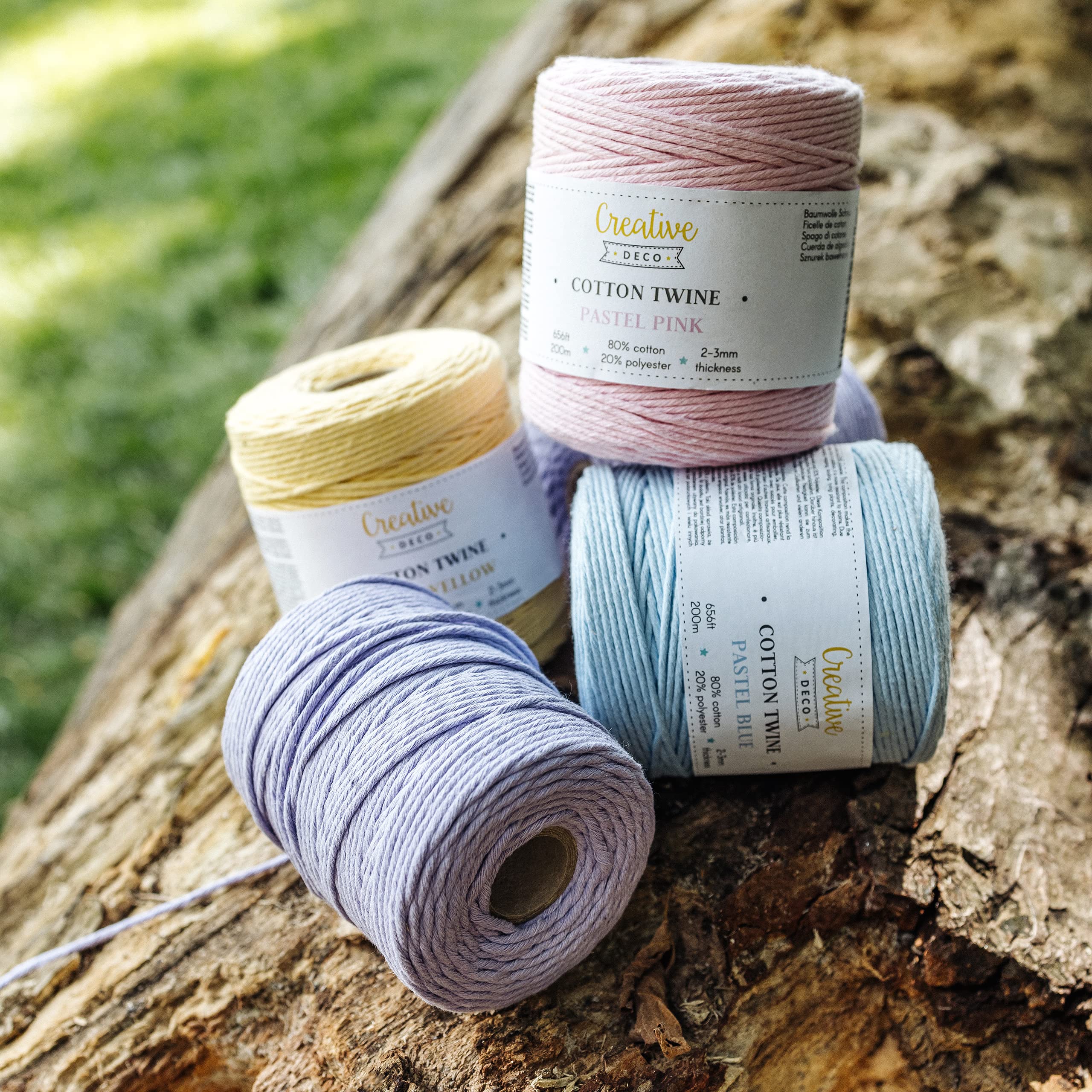 Creative Deco Strings corde macramé 3mm x 200m jaune pastel