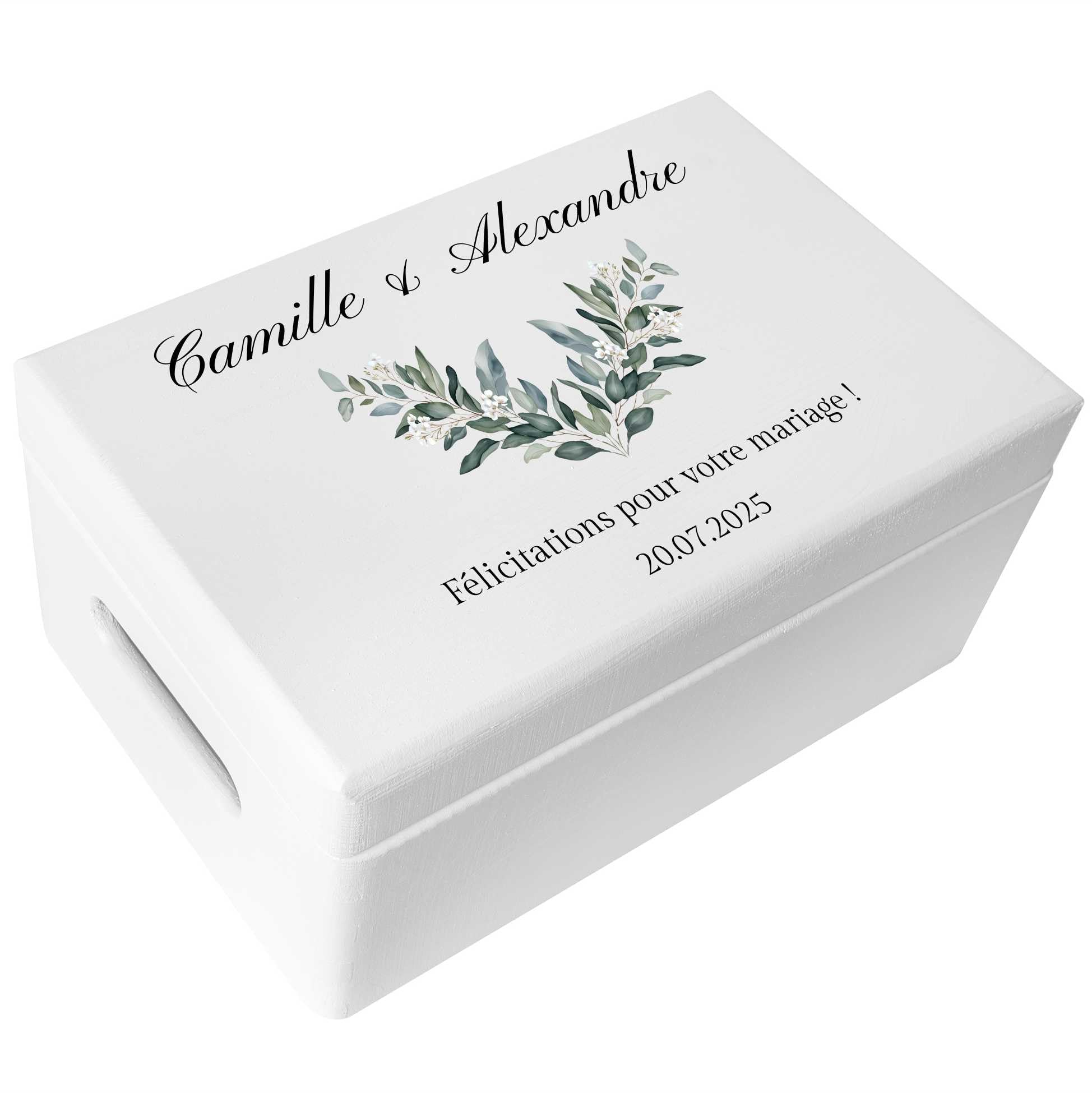 Creative Deco Boîte Bois Mariage Personnalisée Couple 30 cm