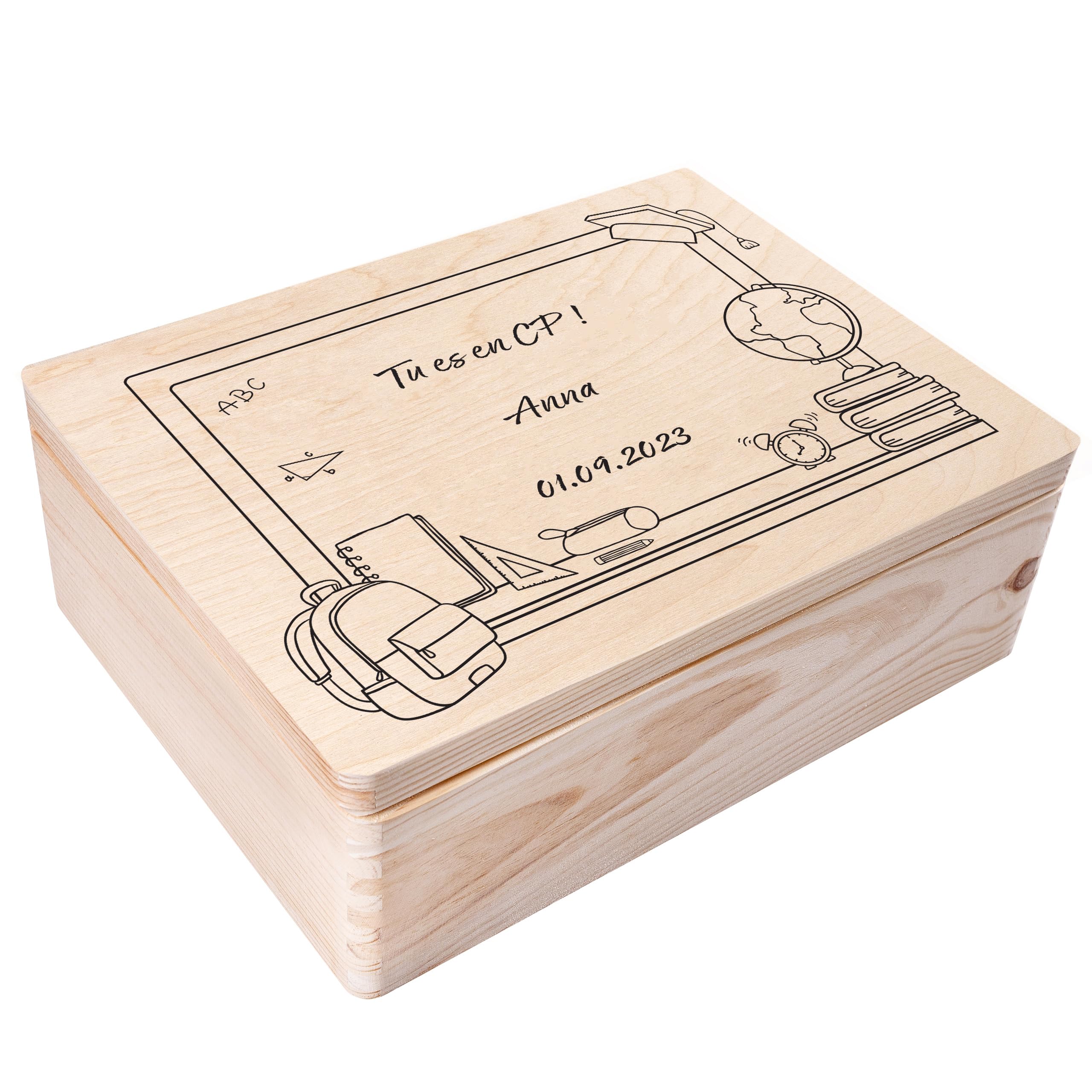 Creative Deco Boîte Bois Souvenir École Extraterrestre 30x20x14