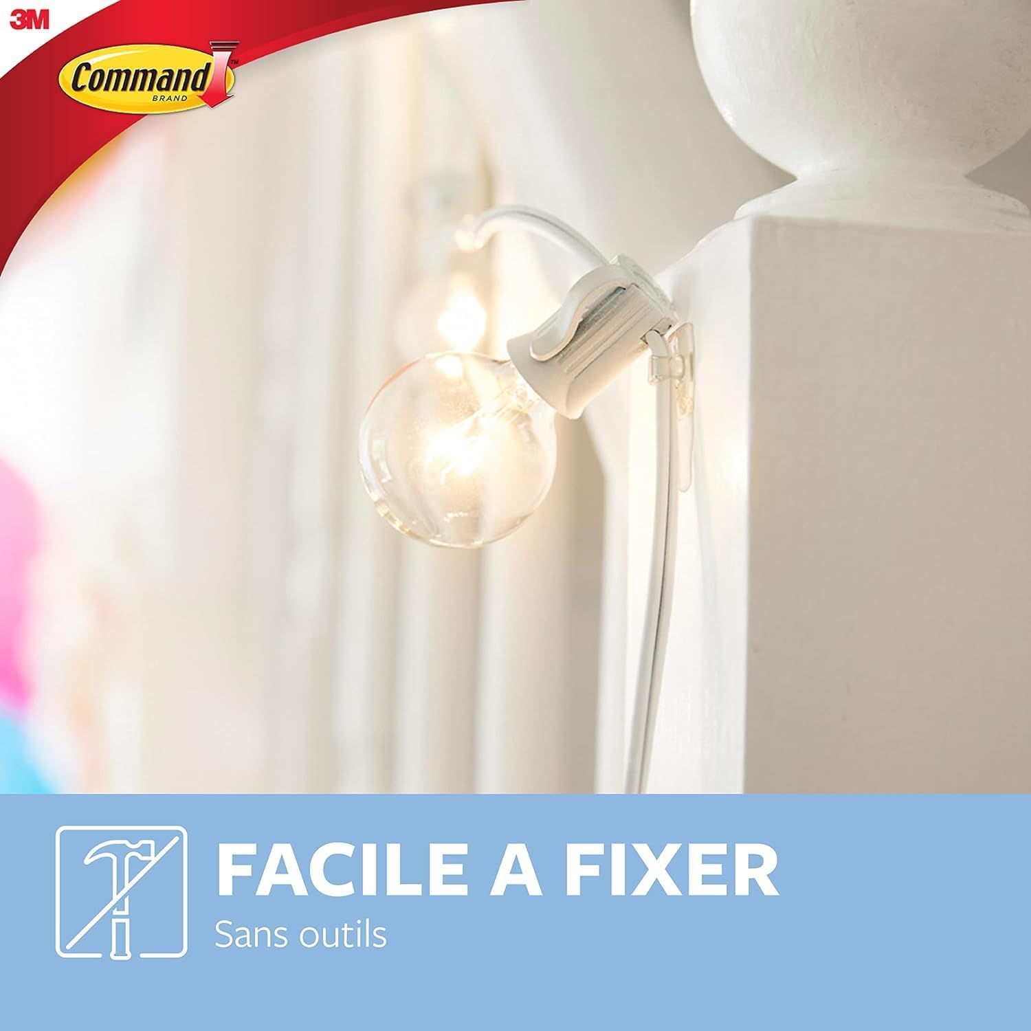 Command Crochets transparents déco clips 60 pièces guirlande