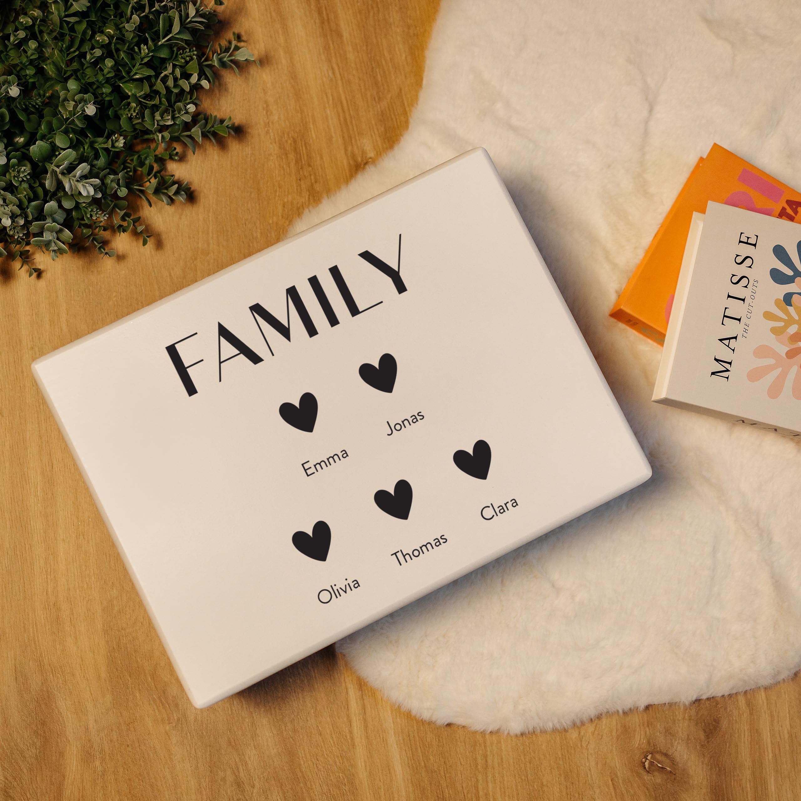 Creative Deco Noms Famille boîte bois personnalisée 40x30