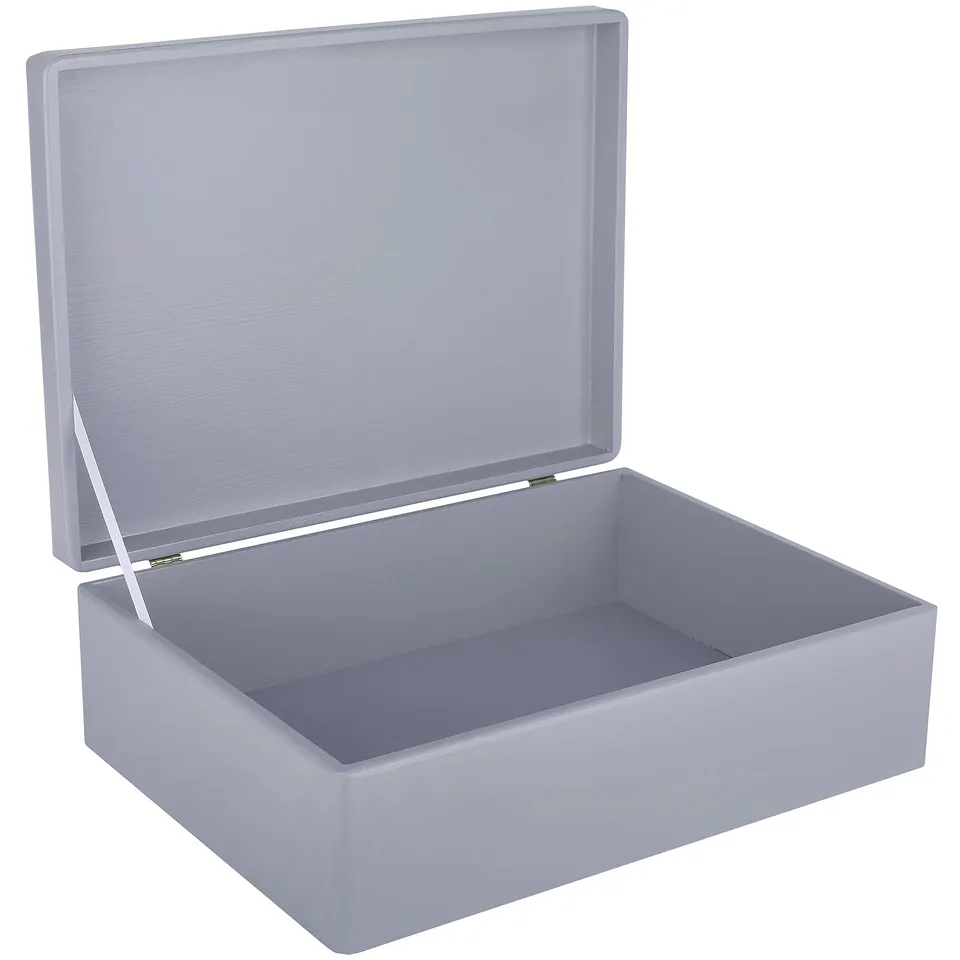 Creative Deco Boîte rangement bois gris 40x30x14 cm