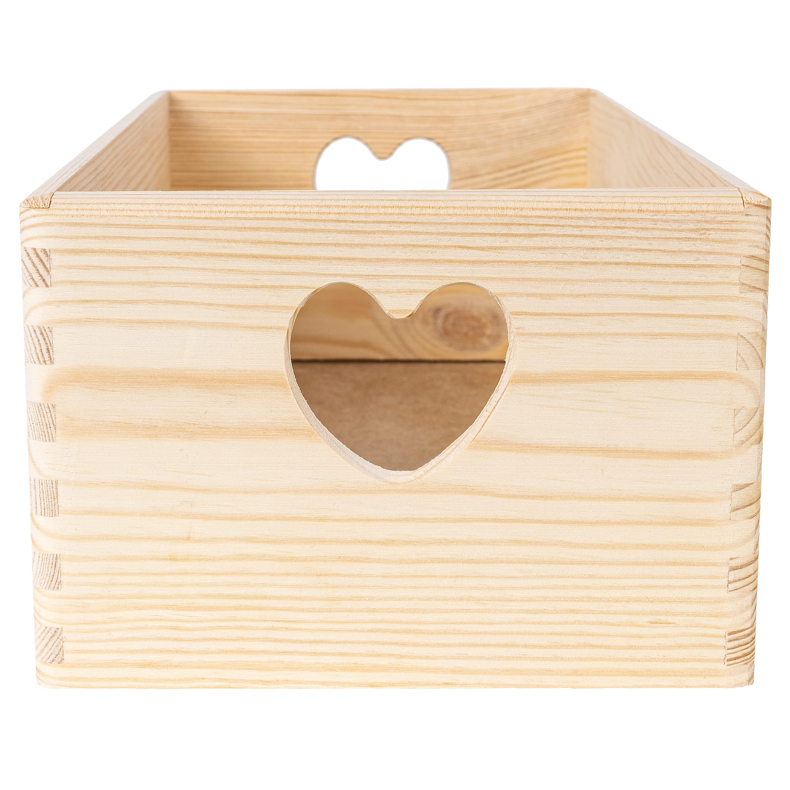 Creative Deco Wood Caisse bois 30x20x14 cm poignées cœur