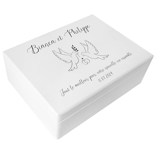 Creative Deco Mariage Colombe boîte souvenirs 40x30 cm