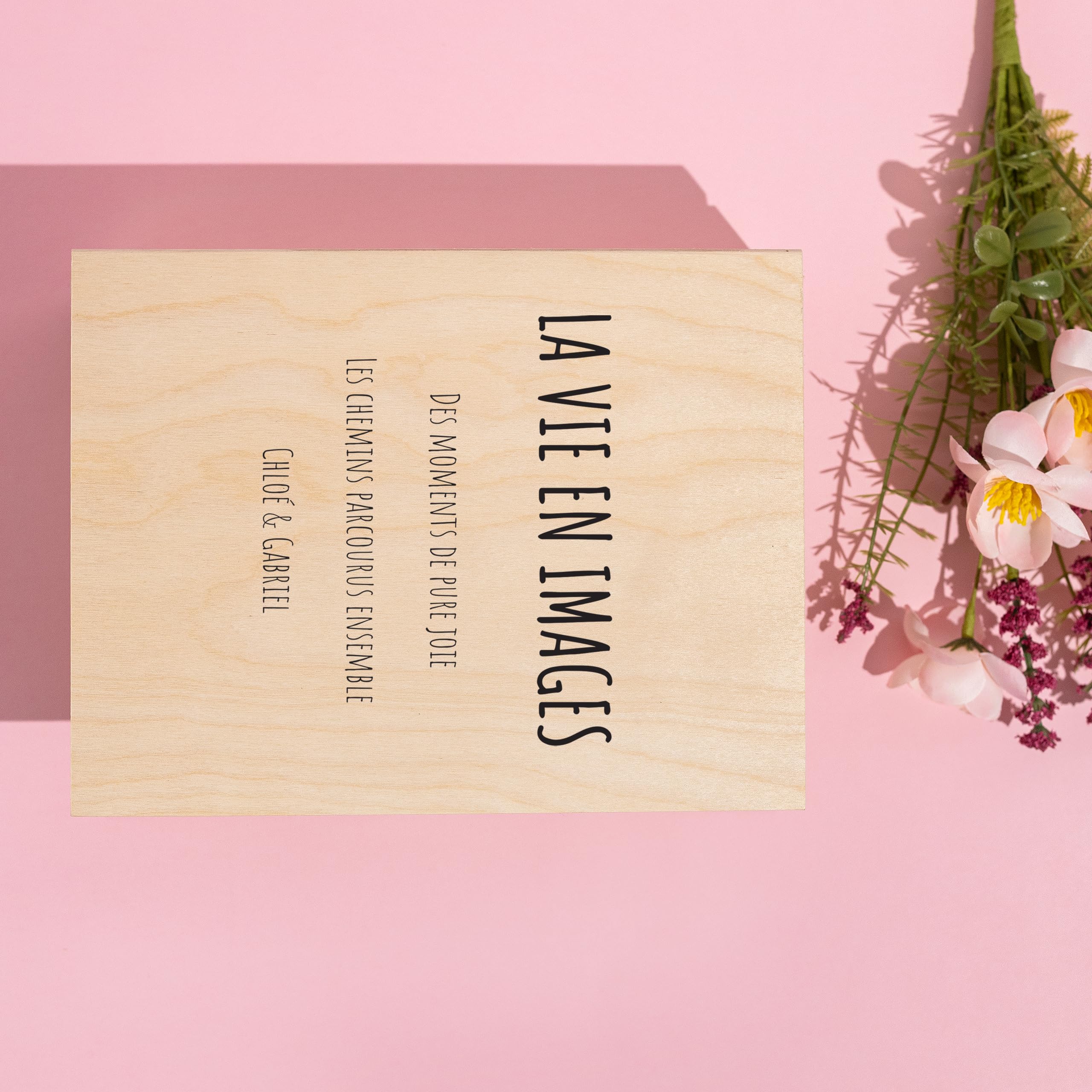 Creative Deco Boîte Livre Bois Personnalisée 24x19x7,5 cm Cadeau