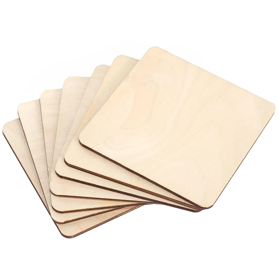 Creative Deco Dessous verre bois 10x10 cm lot 10 brut