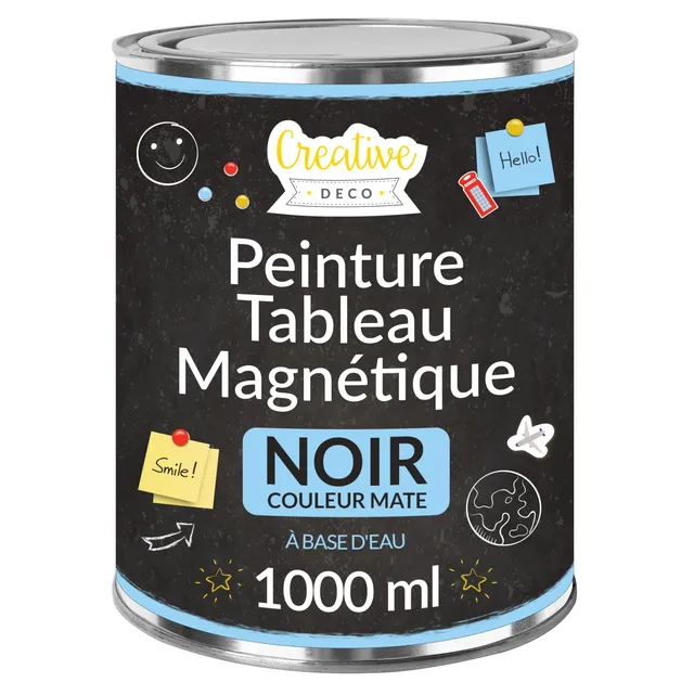 Creative Deco Peinture Ardoise Magnétique Noire 1L Tableau Mat
