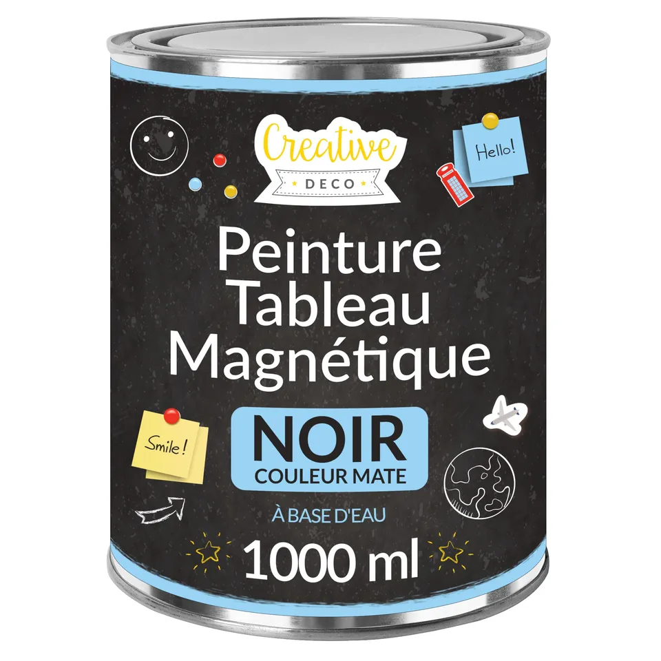 Creative Deco Peinture Ardoise Magnétique Noire 1L Tableau Mat