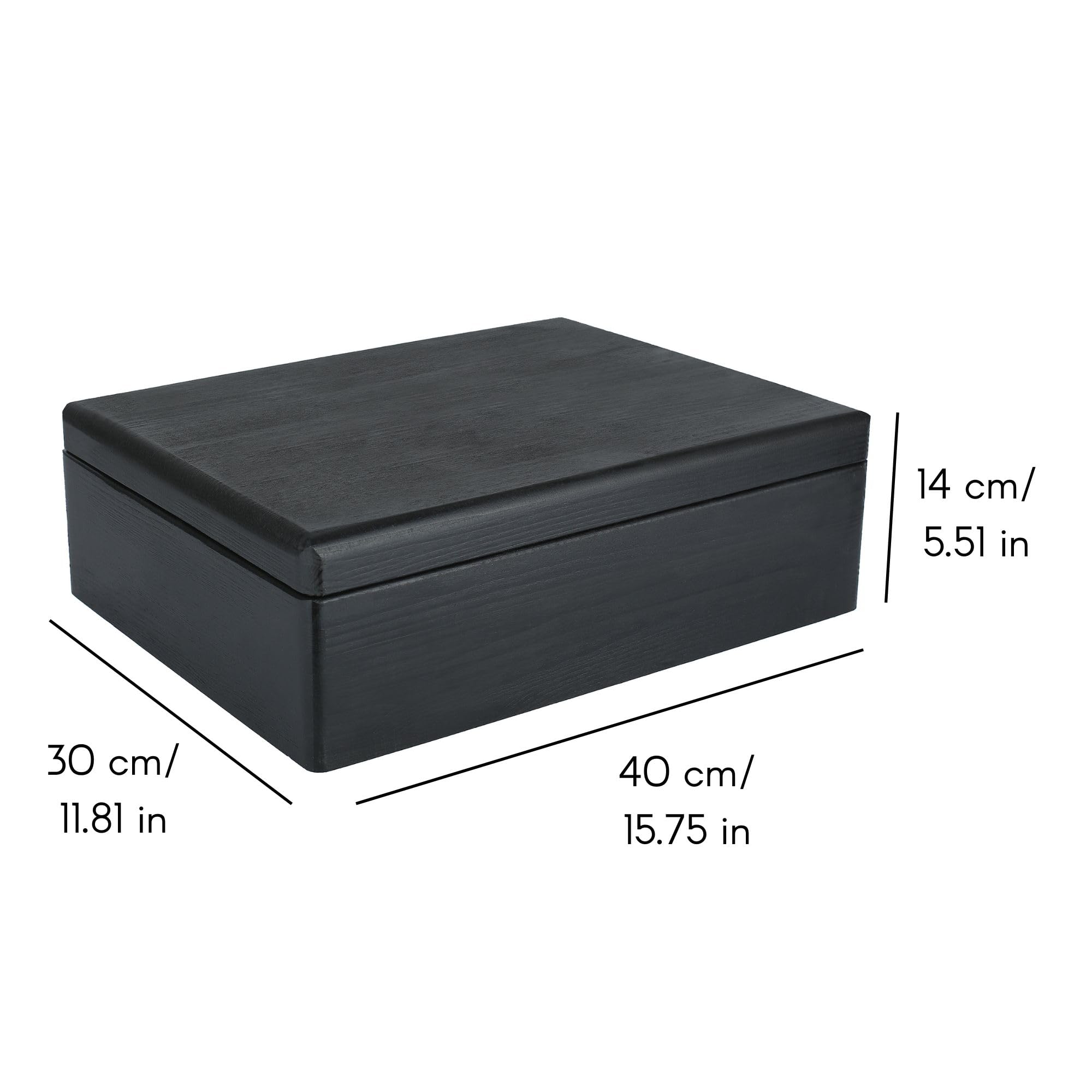 Creative Deco Boîte Rangement Bois Noir 40x30x14 cm à Décorer