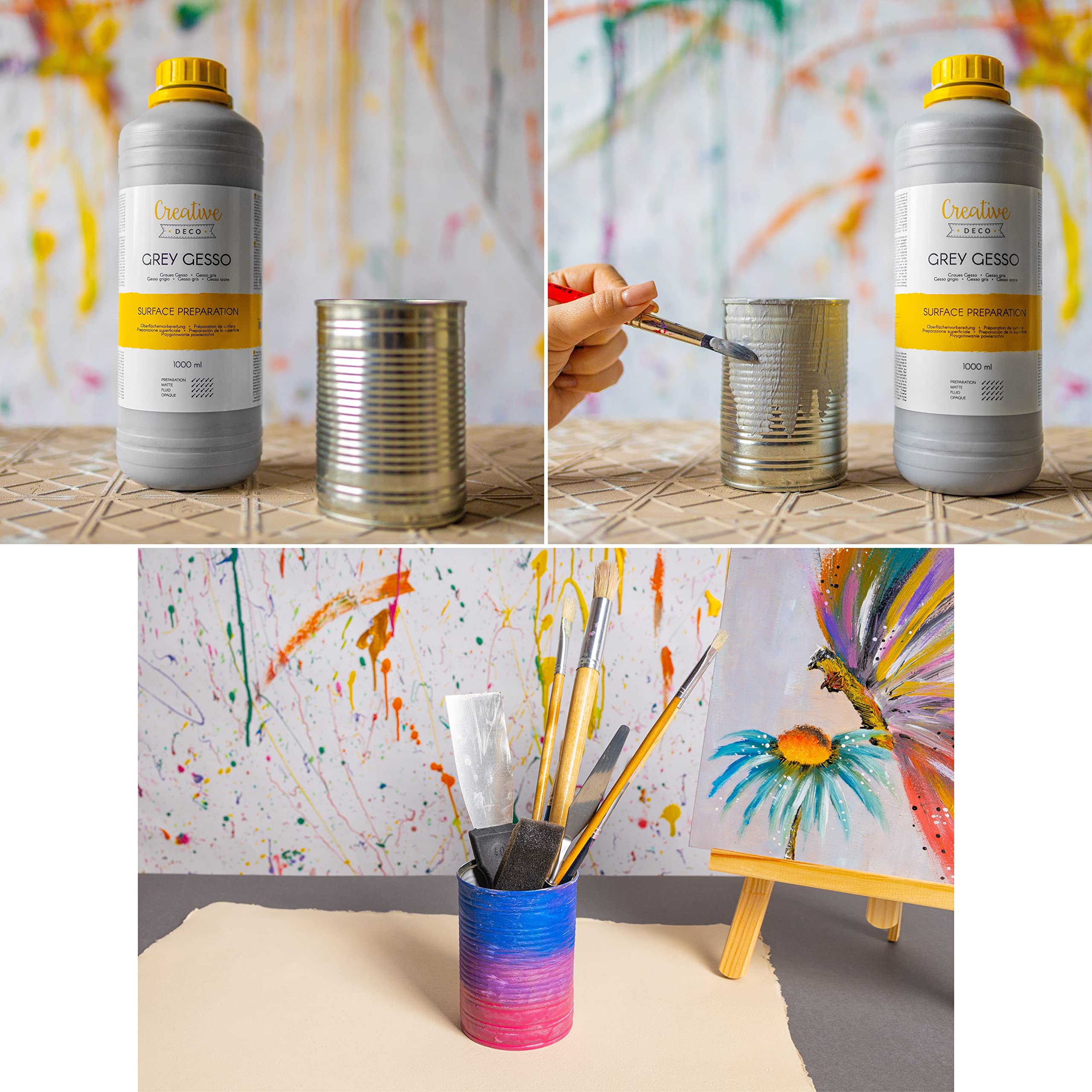 Creative Deco Gesso Acrylique Gris 1 L Sous-Couche