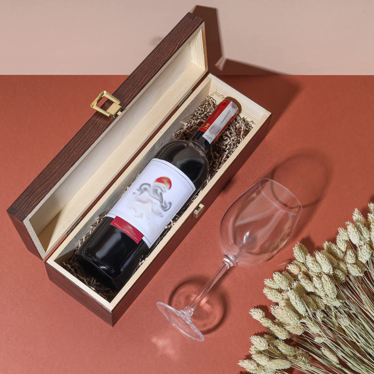 Creative Deco Caisse Vin Bois 1 Bouteille Marron 36x11 cm