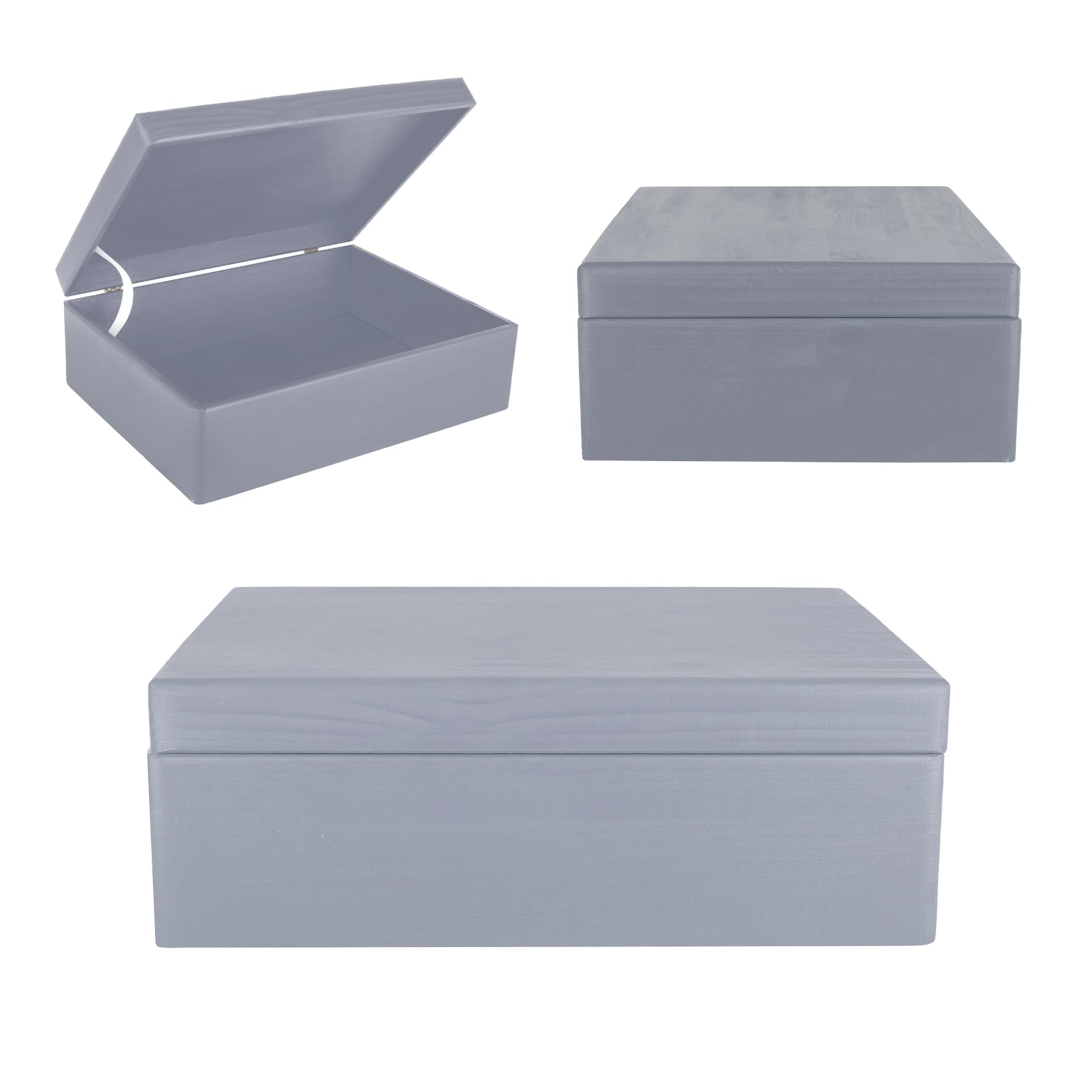 Creative Deco Boîte rangement bois gris 40x30x14 cm