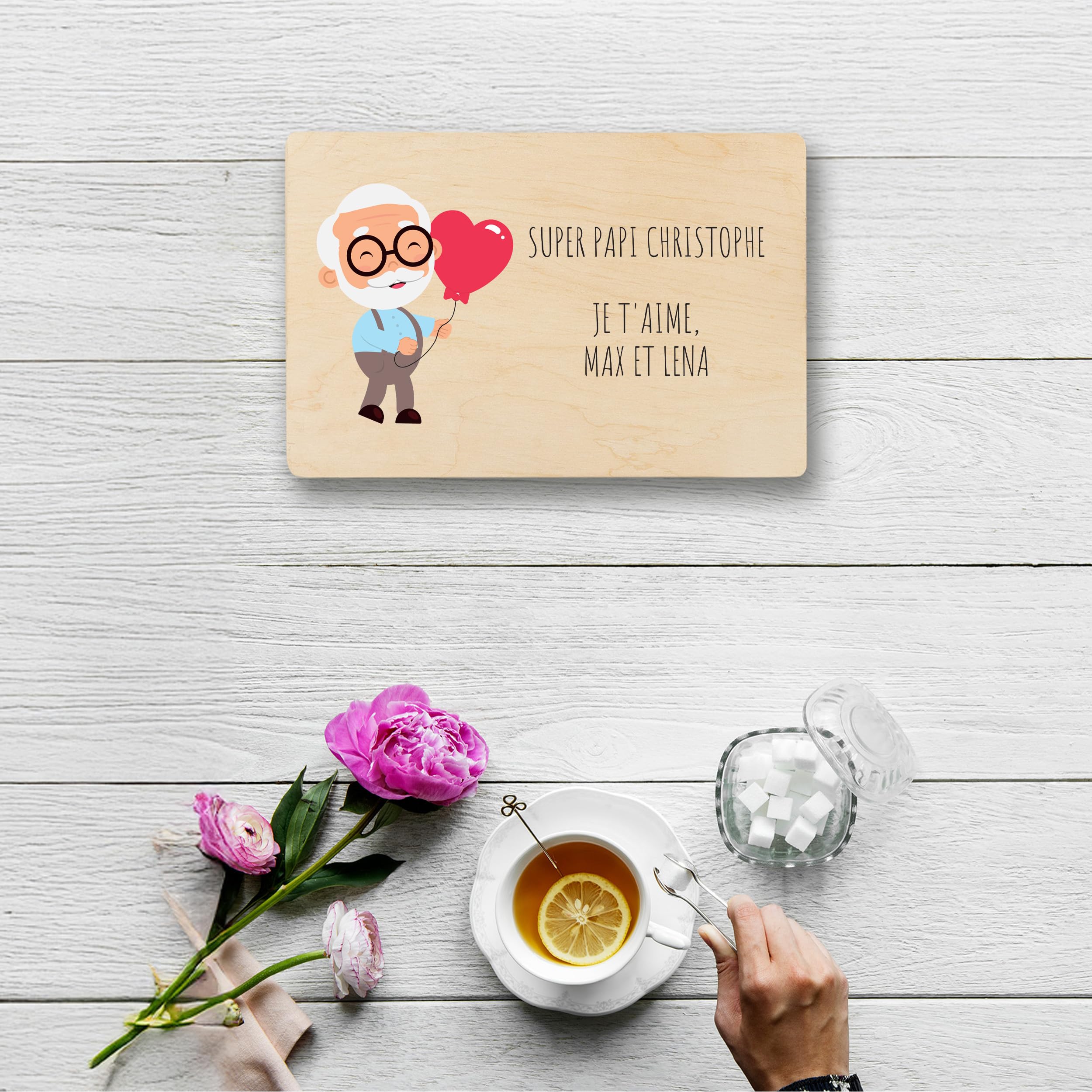 Creative Deco Boîte en bois papi 30x20x14 avec couvercle