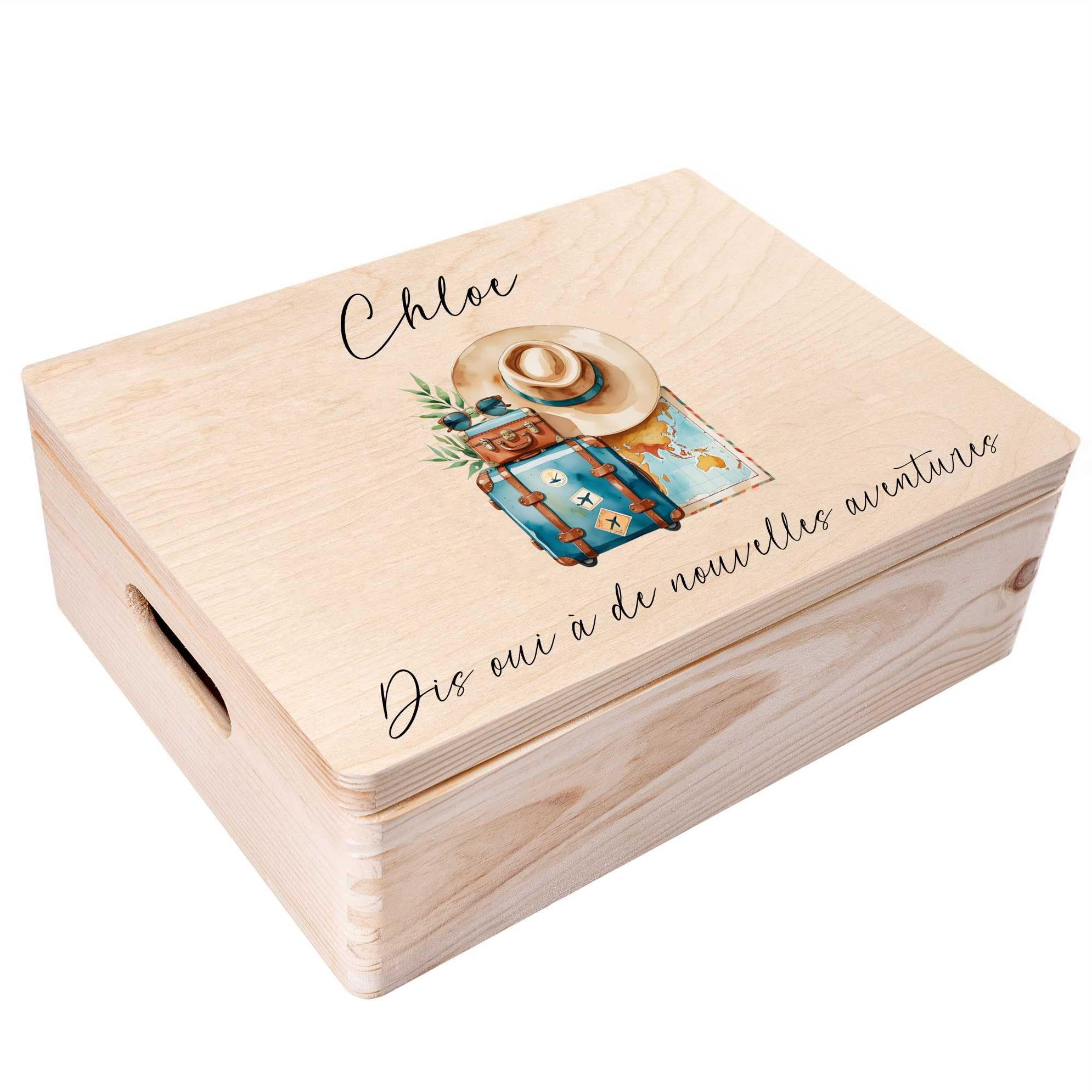 Creative Deco Personalised coffret voyage 40x30 cm bois avion