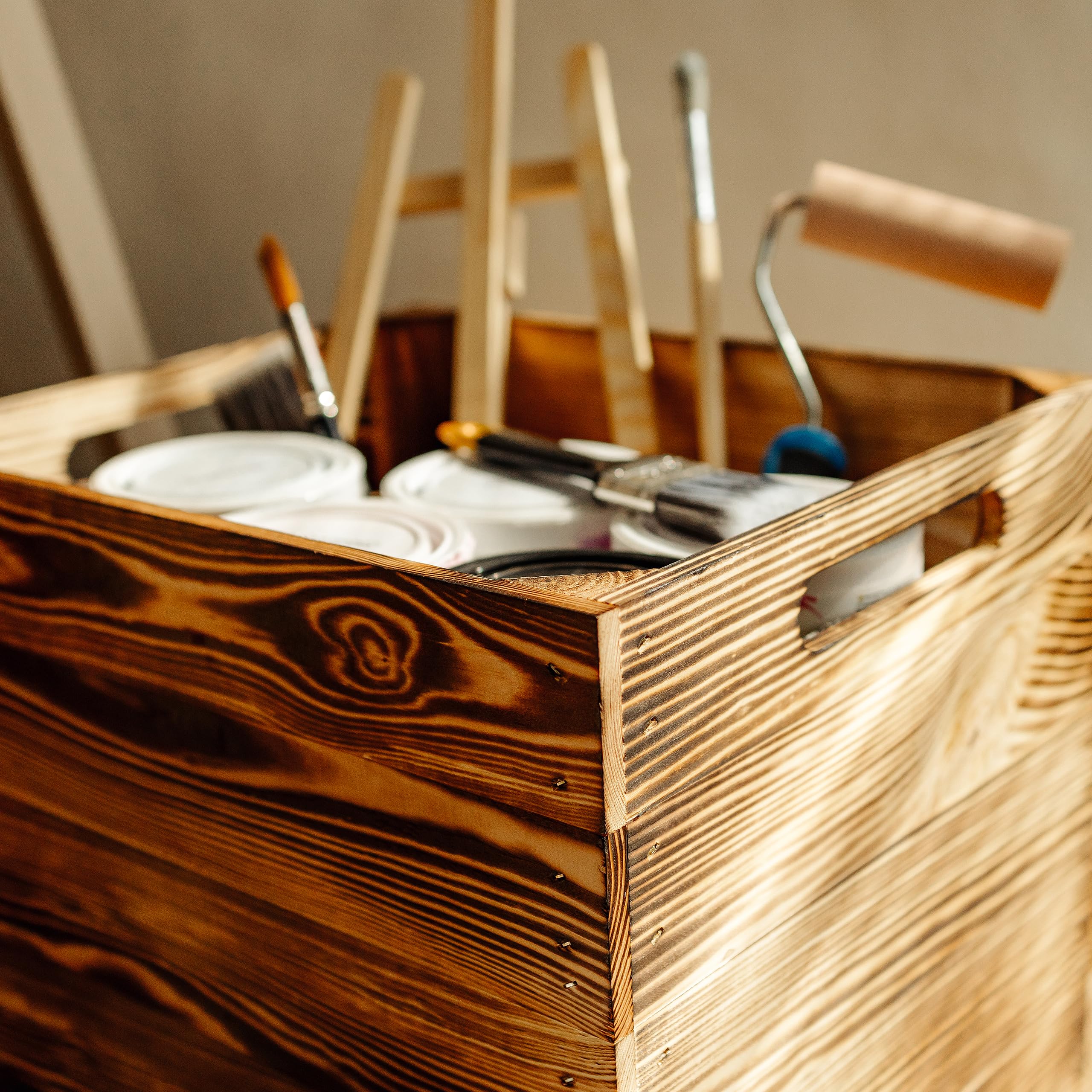Creative Deco Wood Caisse bois flammé Kallax 33x37x33 cm