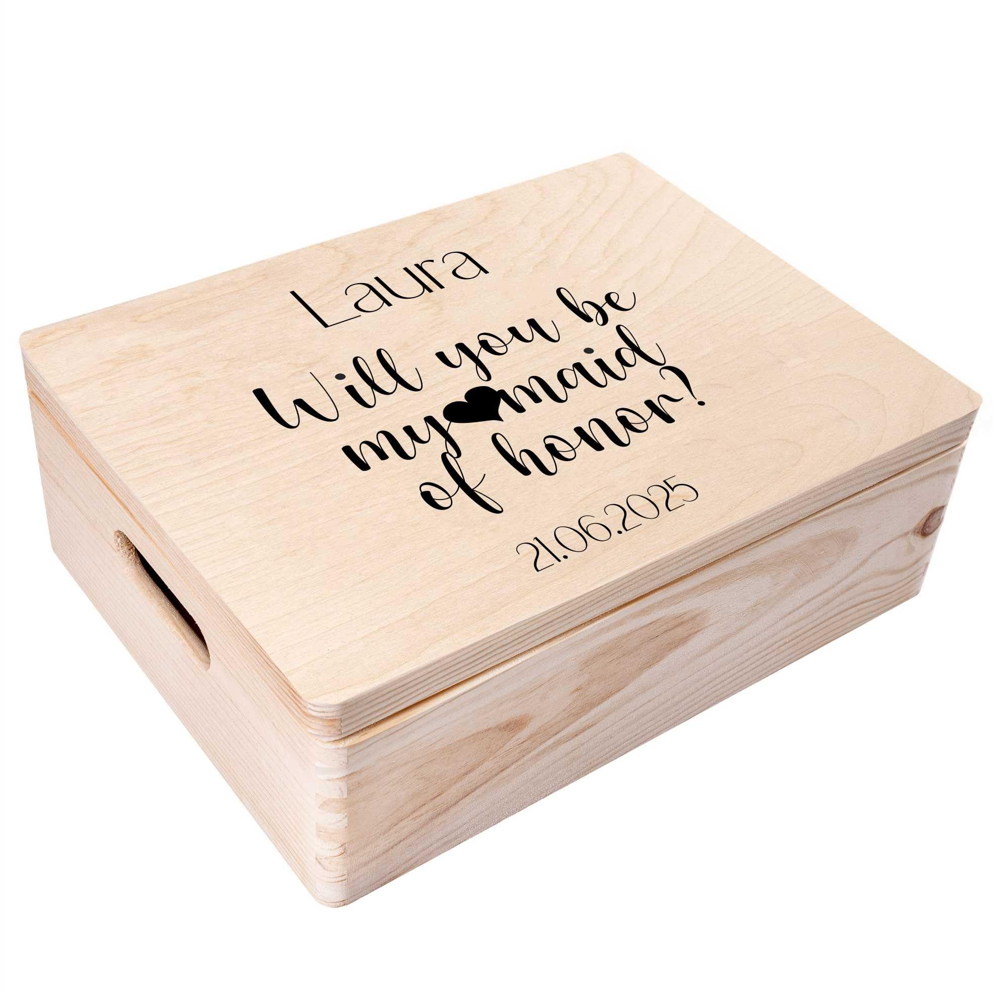 Creative Deco Boîte en Bois Témoin 30x20x14 cm Personnalisée Mariage