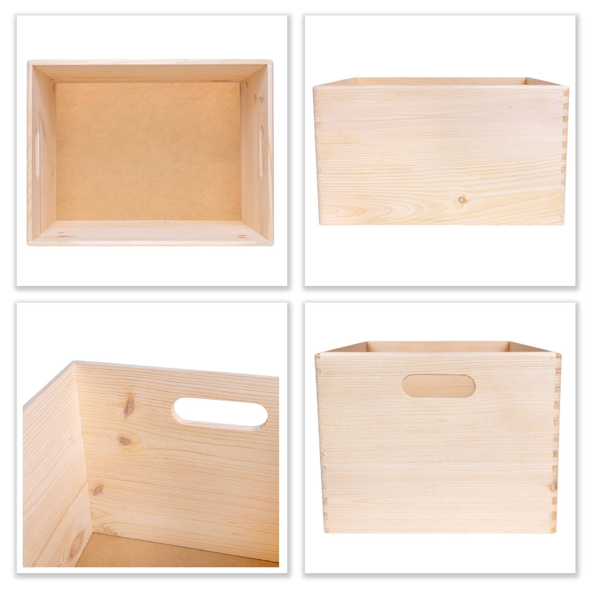 Creative Deco Caisse bois 40x30x24 cm beige rangement bureau