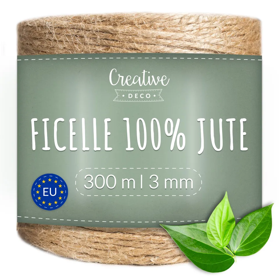 Creative Deco Ficelle jute 3 mm bobine 300 m naturel