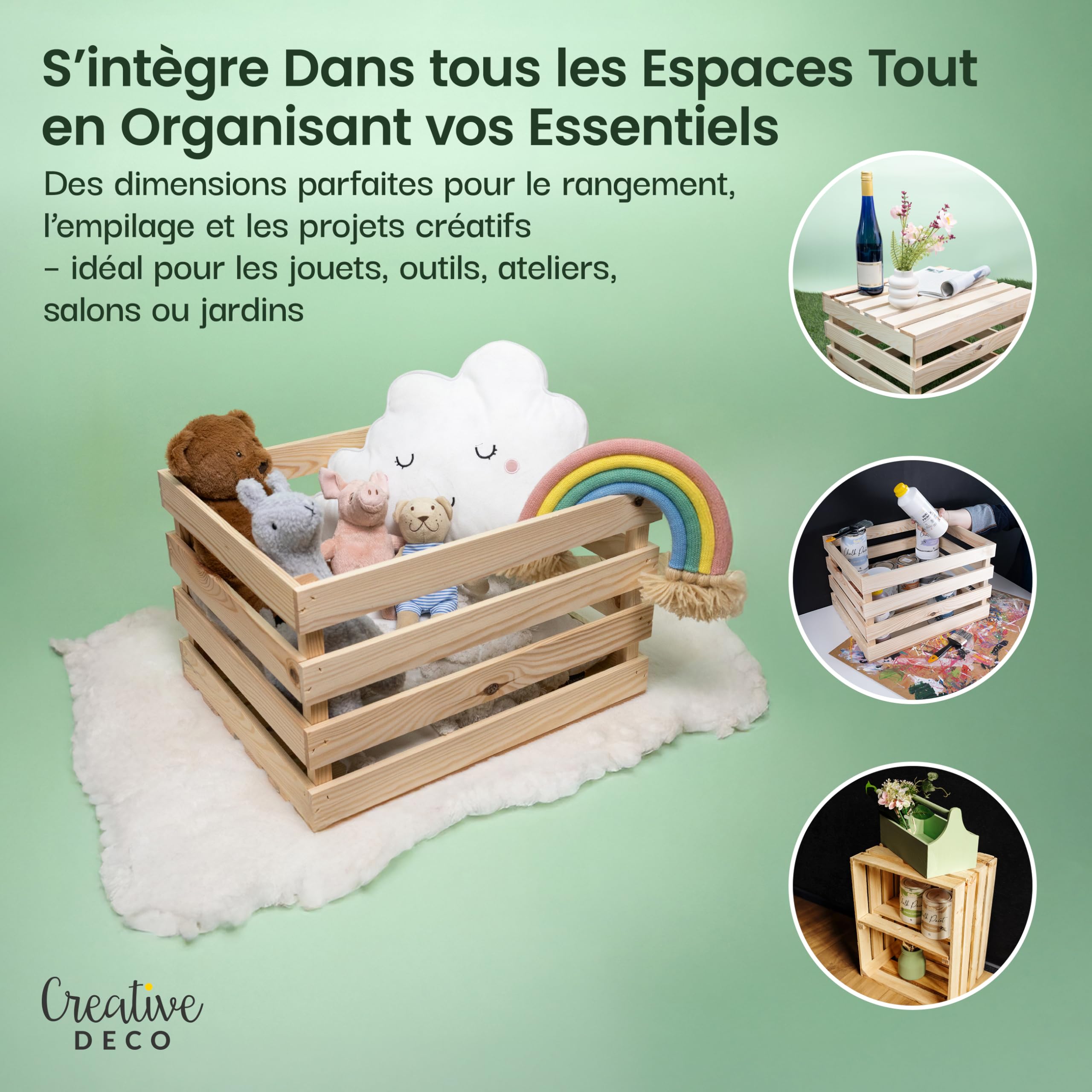 Creative Deco Wood caisse bois 50x40x30 cm pin naturel