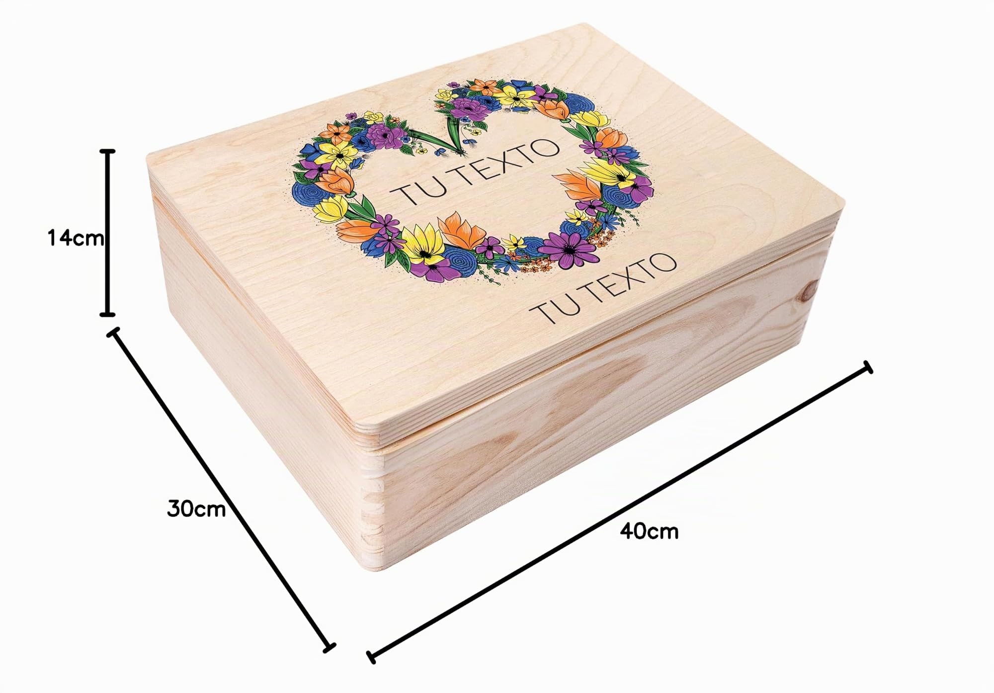 Creative Deco boîte bois personnalisée fleurs 2 40x30 cm
