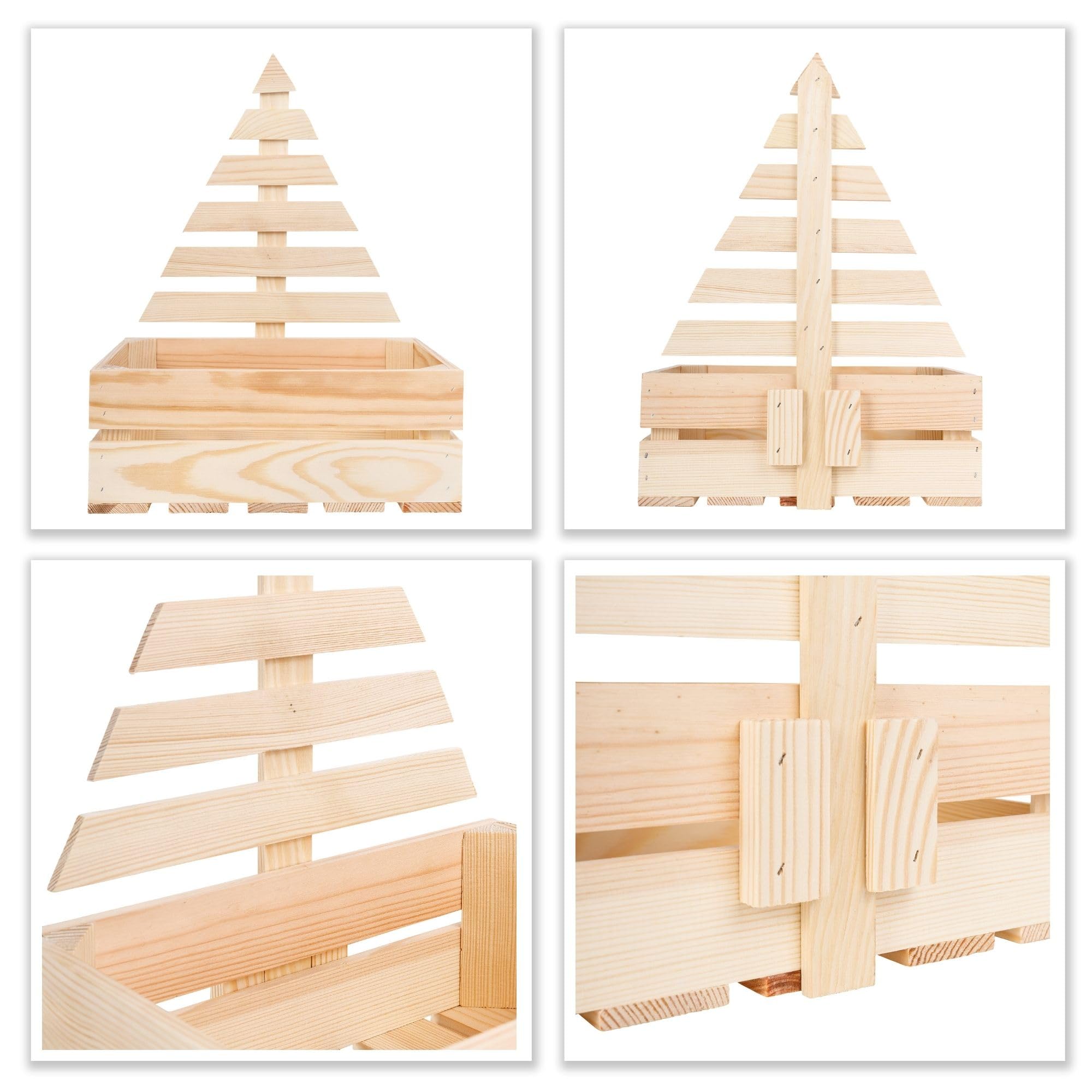Creative Deco coffret bois sapin Noël 30x20 cm naturel