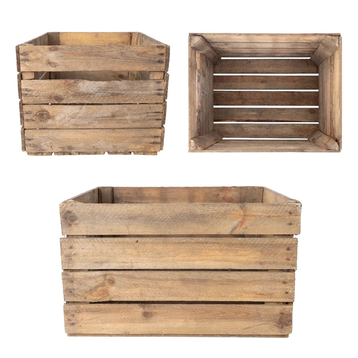 Creative Deco Caisse Bois Vintage Foncé 50x40x30 cm vin