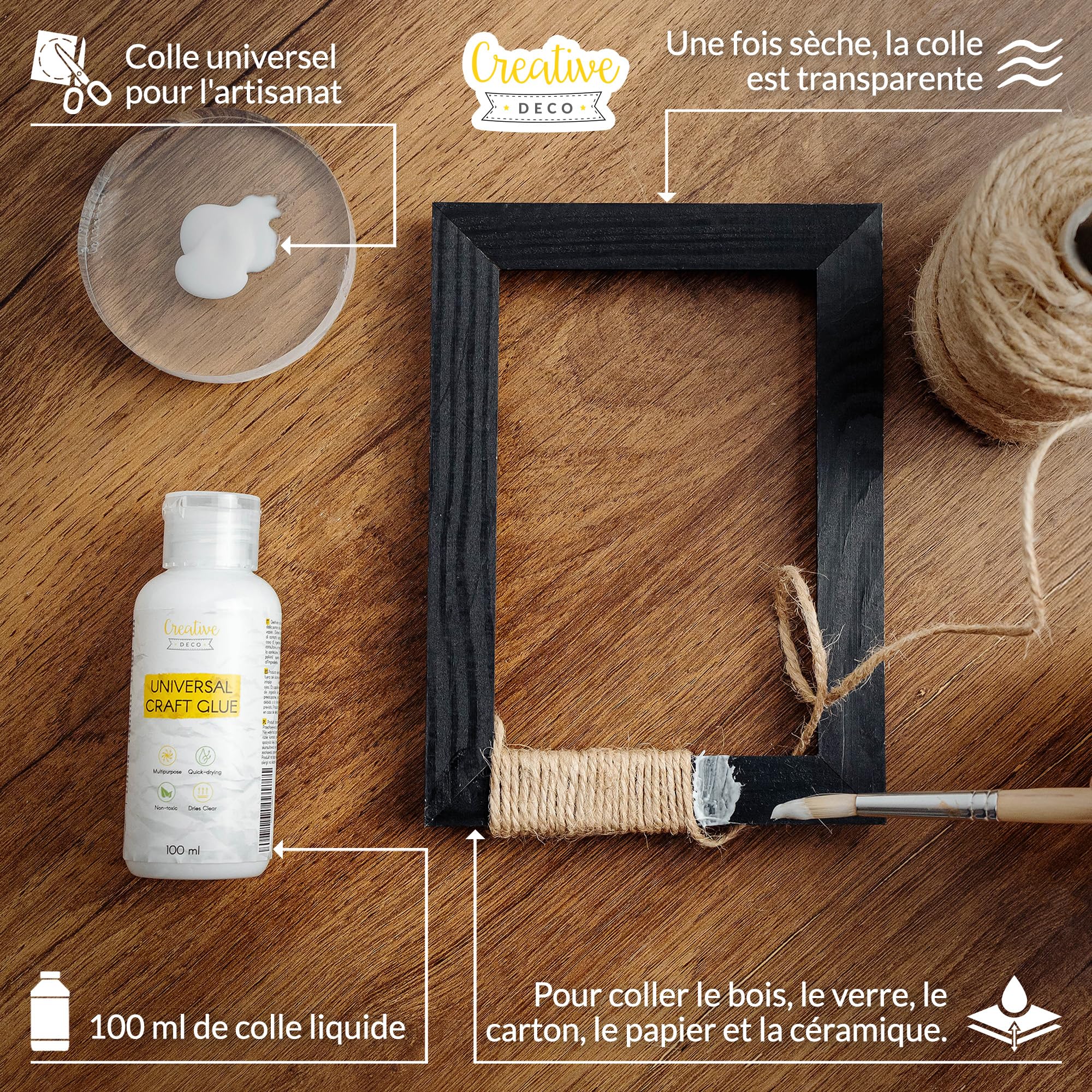 Creative Deco Colle Liquide PVA Blanche 100 ml Universelle