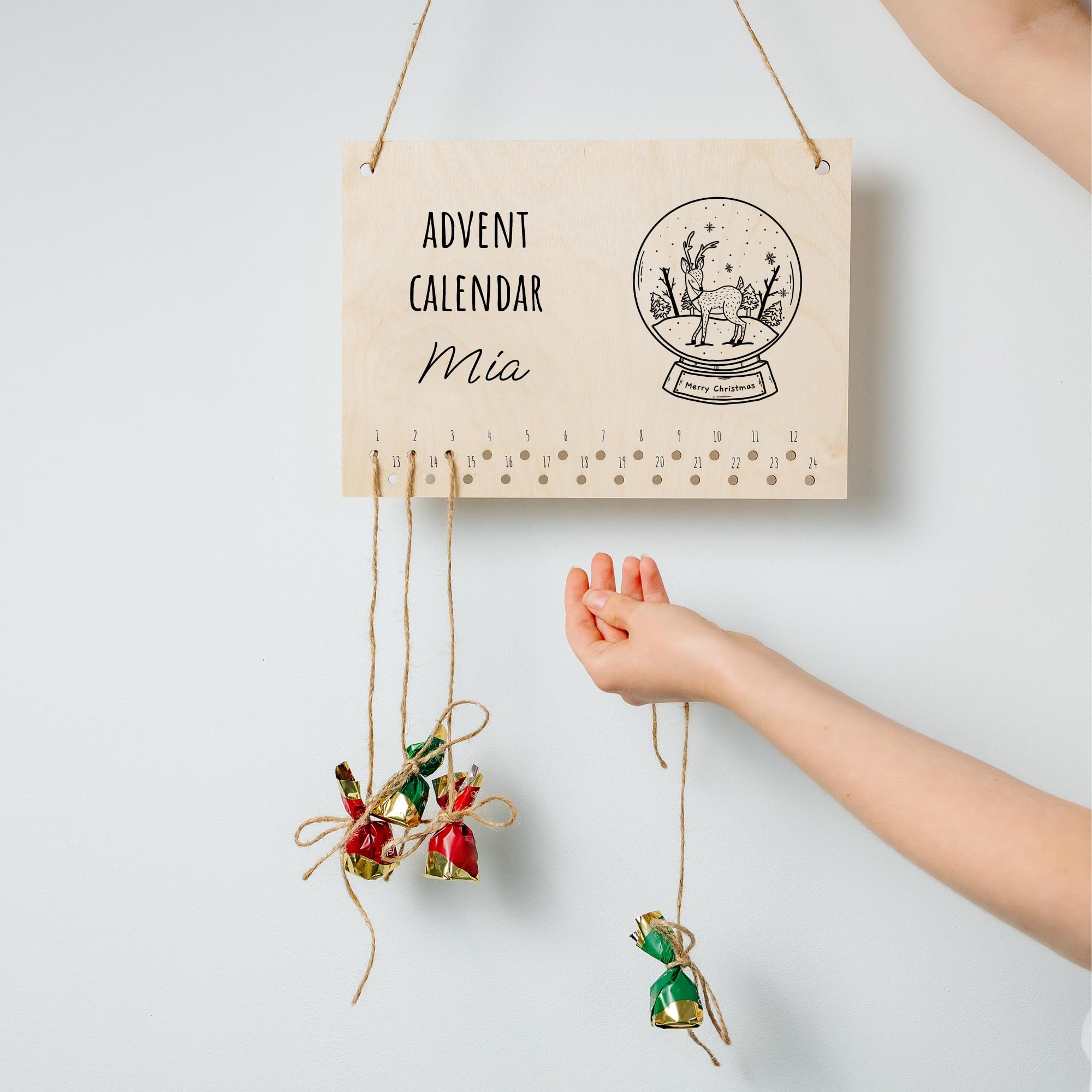Creative Deco Sapin calendrier avent bois personnalisé A4