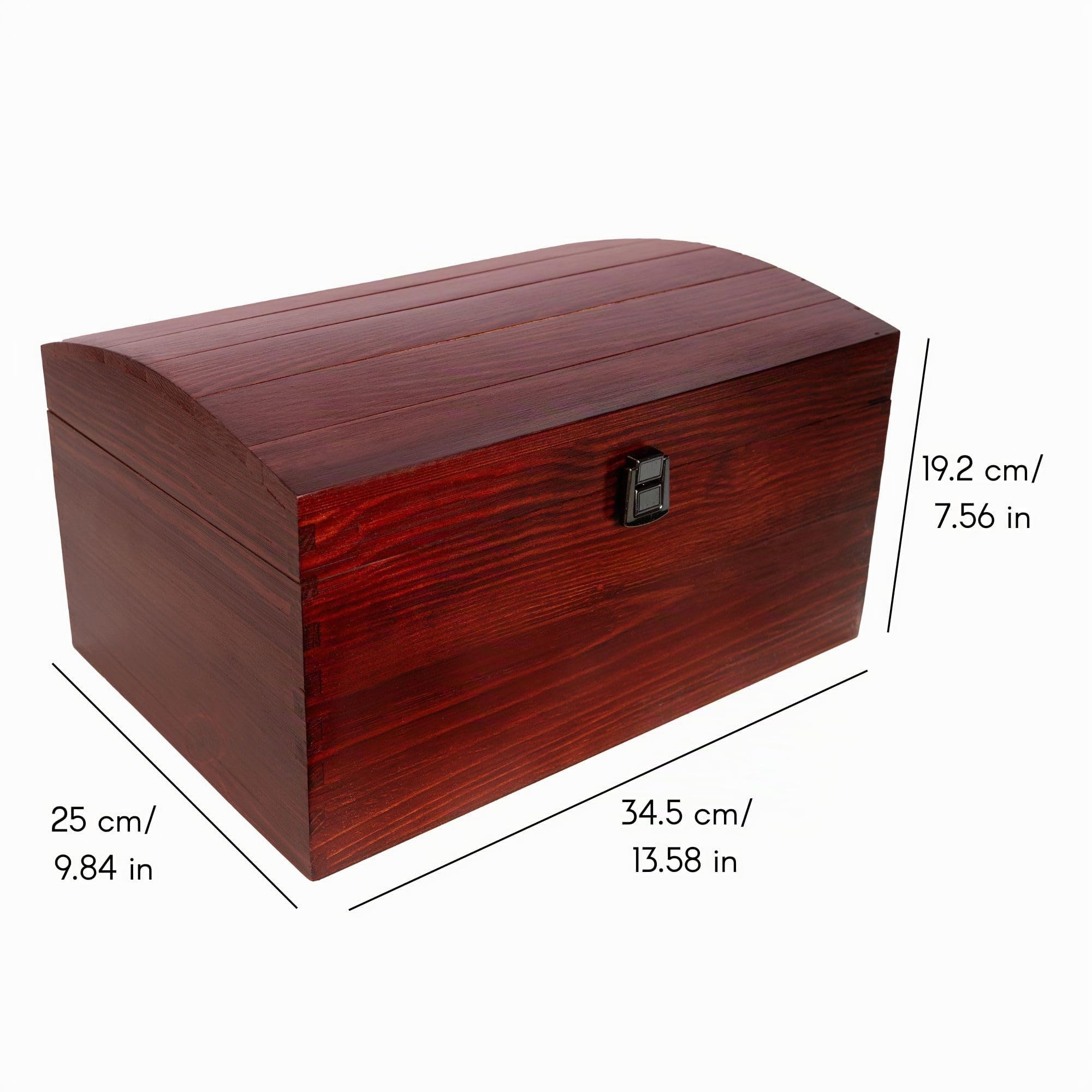 Creative Deco Coffre Bois Burgundy 34,5 cm avec Fermoir à Décorer