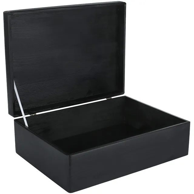 Creative Deco Boîte Rangement Bois Noir 40x30x14 cm à Décorer