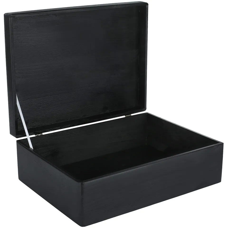 Creative Deco Boîte Rangement Bois Noir 40x30x14 cm à Décorer