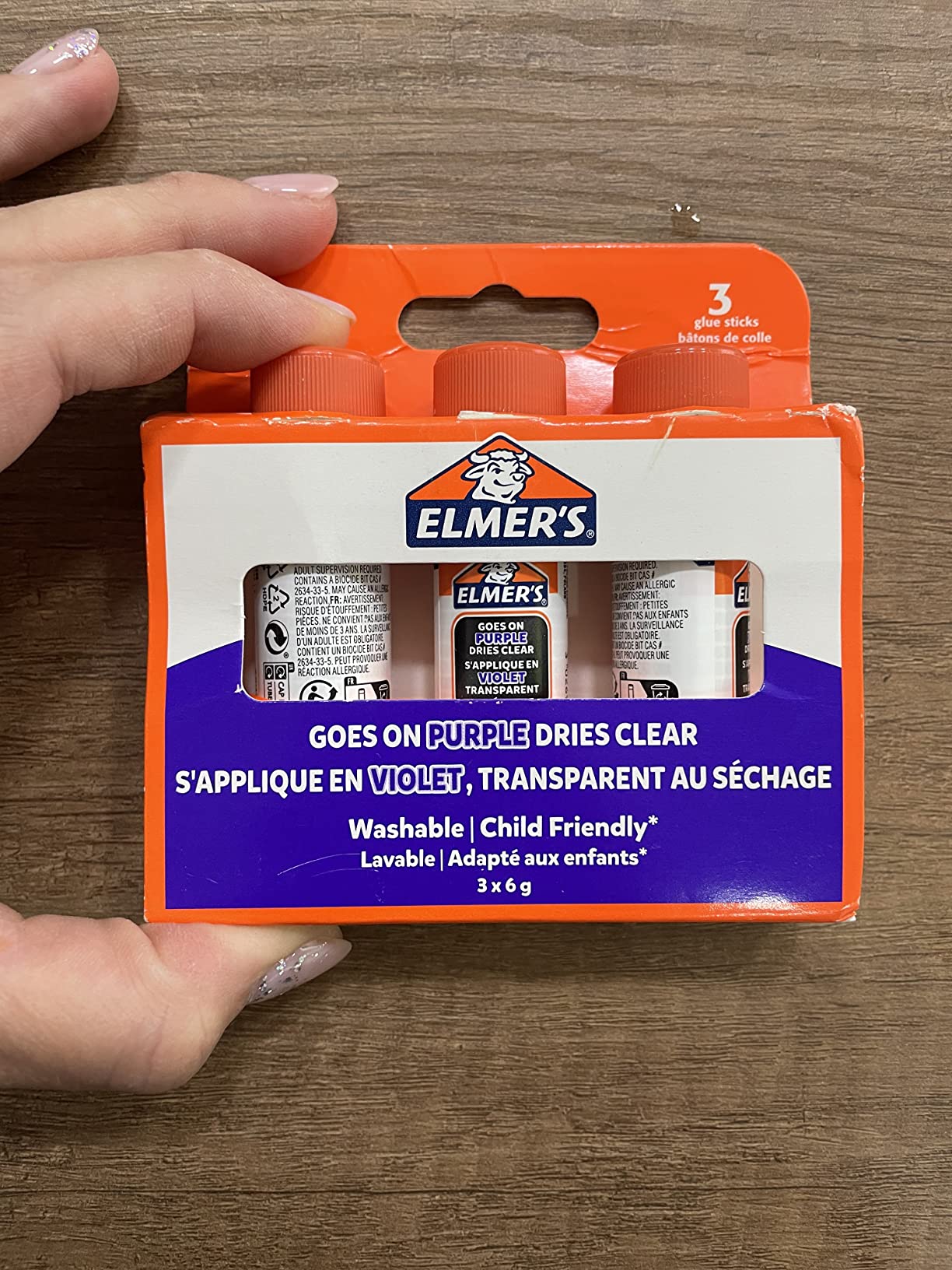 Elmer's Bâton colle violette 22 g lot 10 école lavable enfant