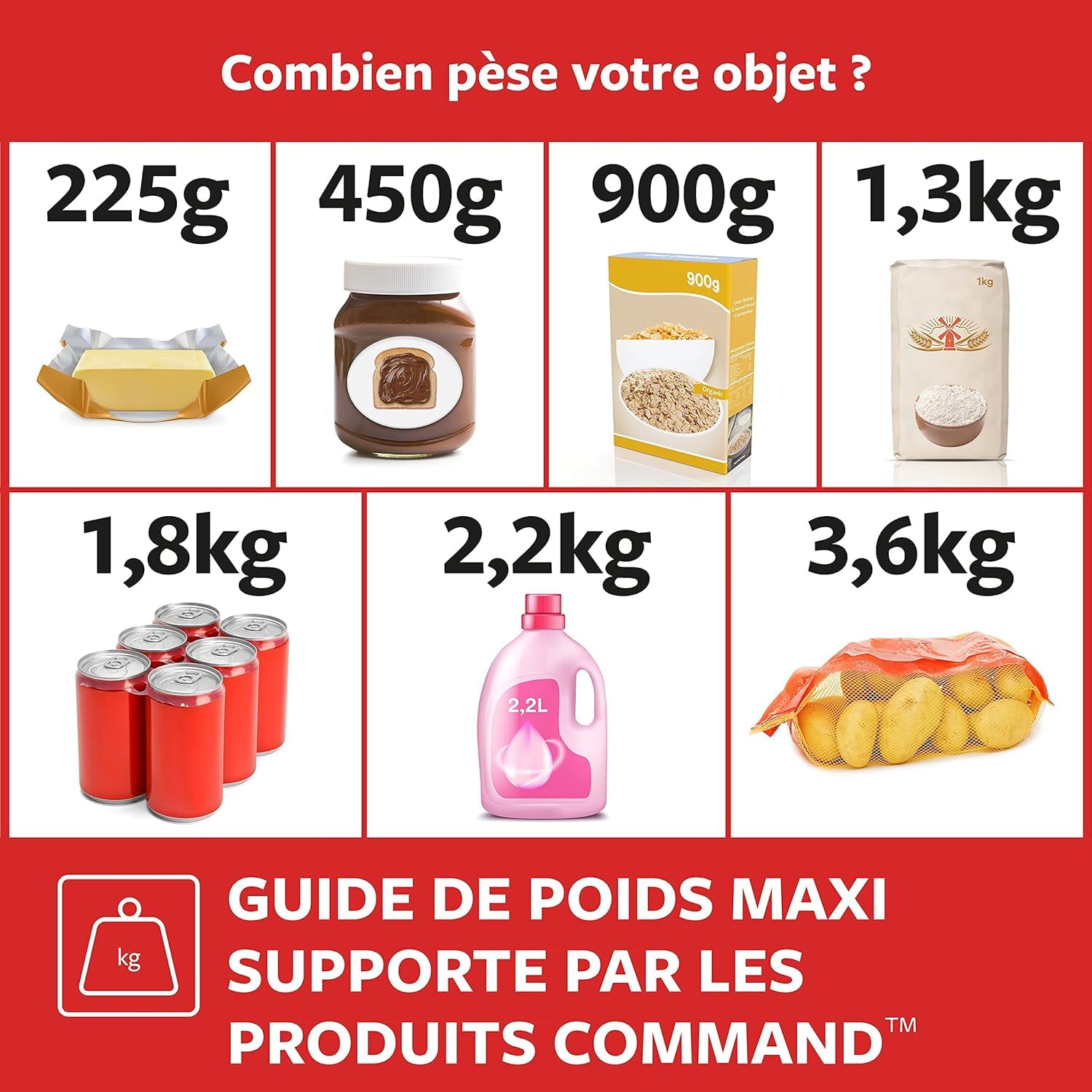 Command Crochets Multi-usages Mini Blancs x6 225 g