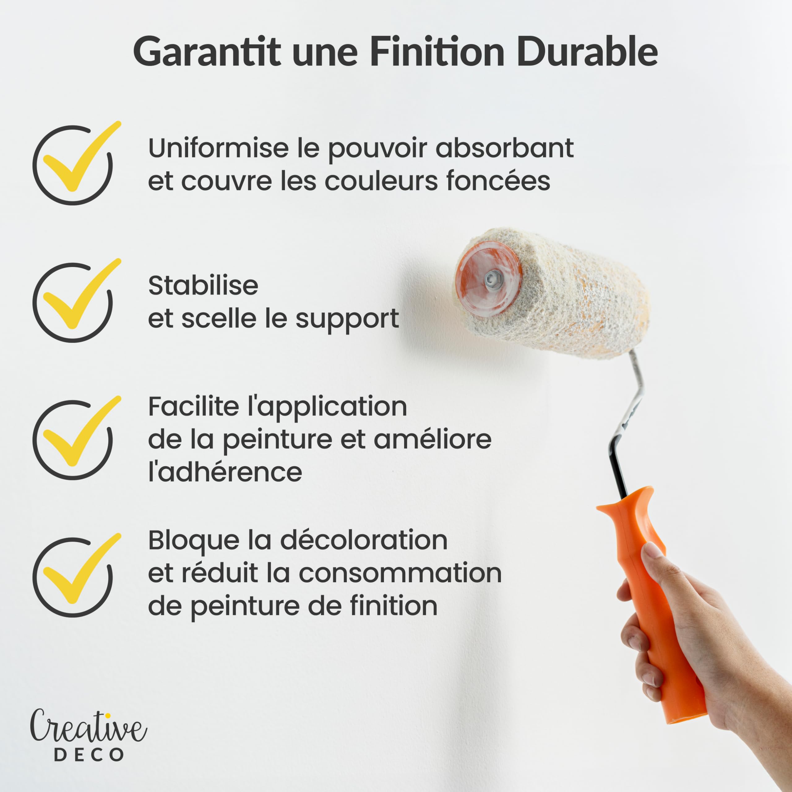 Creative Deco Apprêt Mural Blanc 1L Murs Plafonds