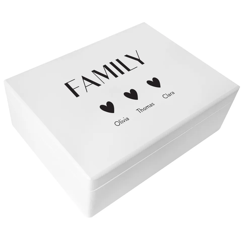 Creative Deco Noms Famille boîte bois personnalisée 40x30