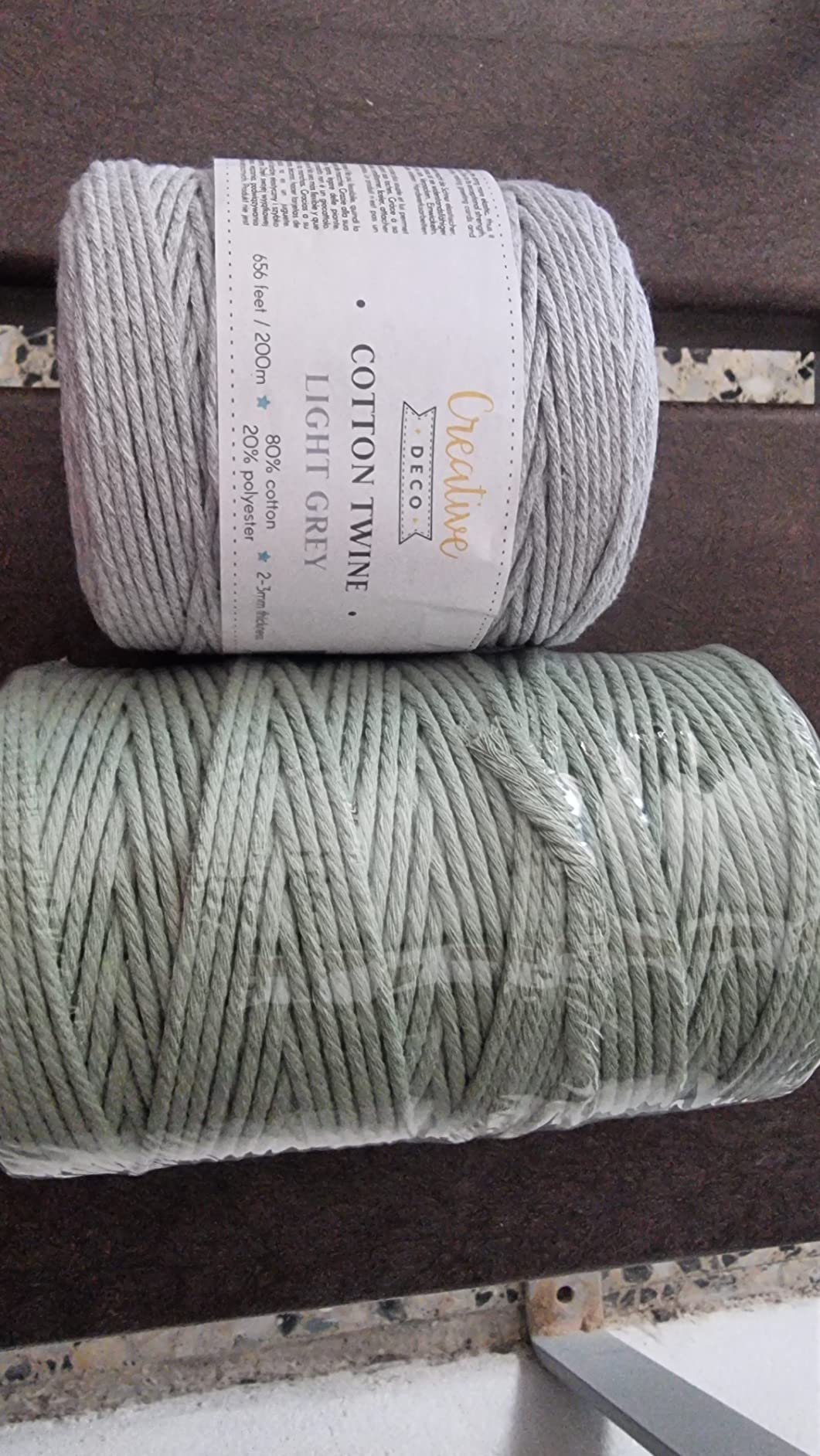 Creative Deco Strings corde macramé 3mm x 200m gris clair coton