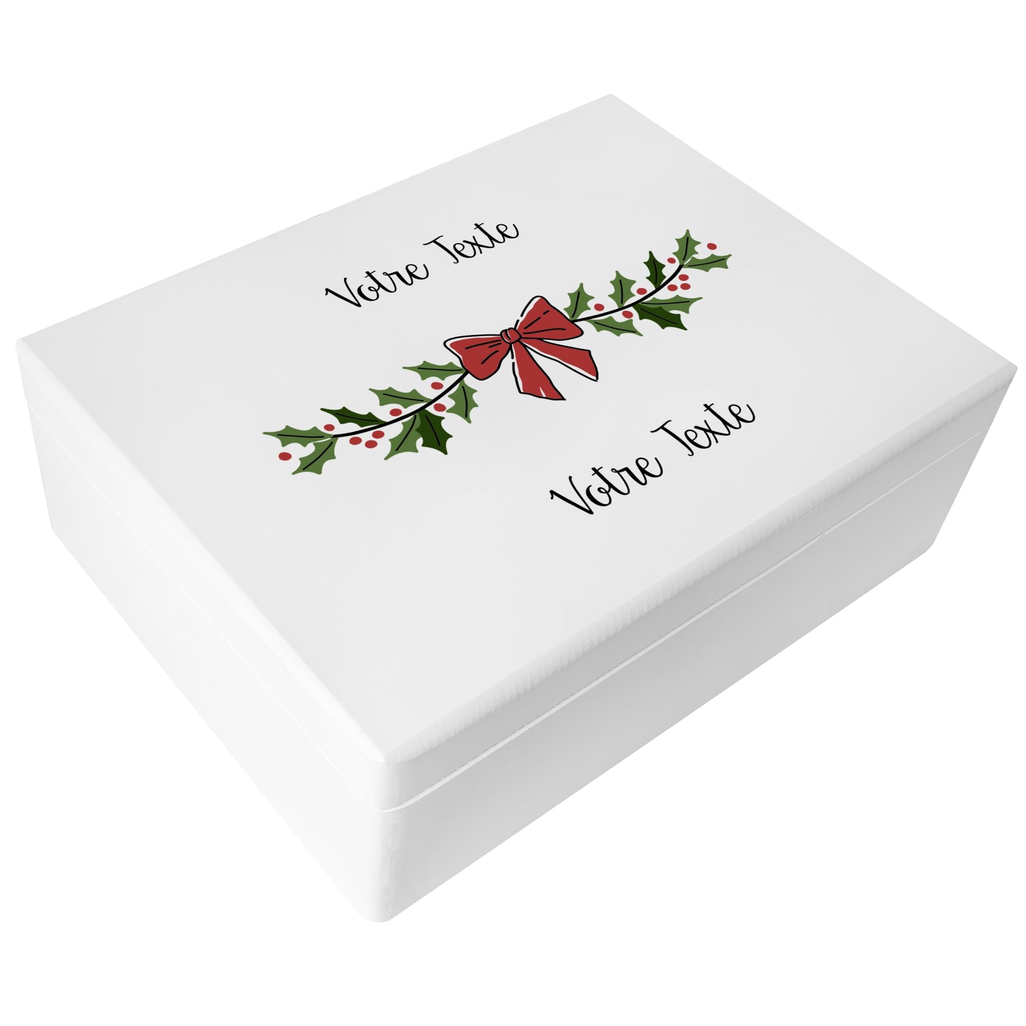 Creative Deco Boîte Noël bois cerf couronne 40x30x14 cm