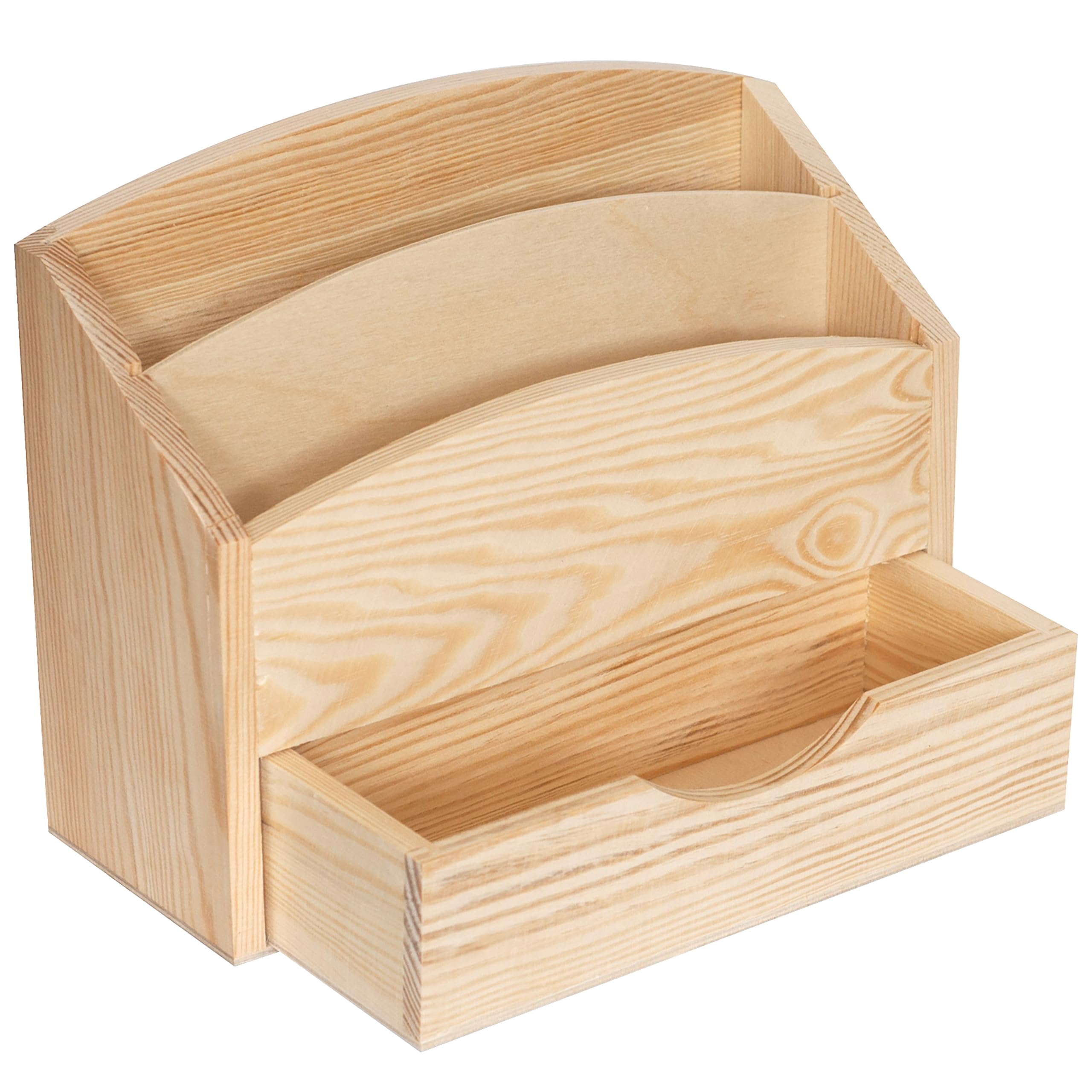 Creative Deco porte-courrier bois 2 compartiments + tiroir 25 cm