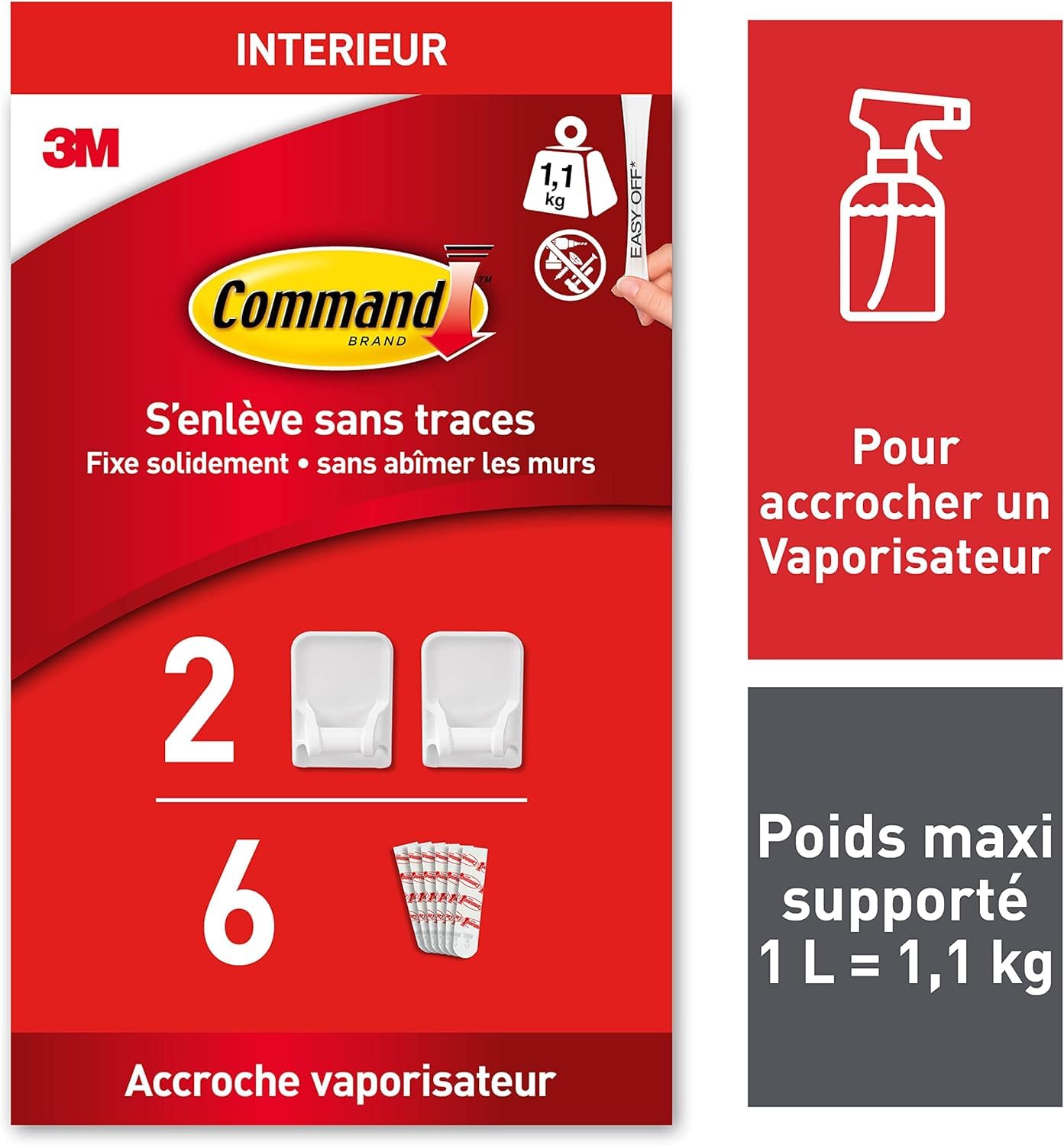 Command Crochets Multi-usages accroche vaporisateur 2 crochets 1,1kg