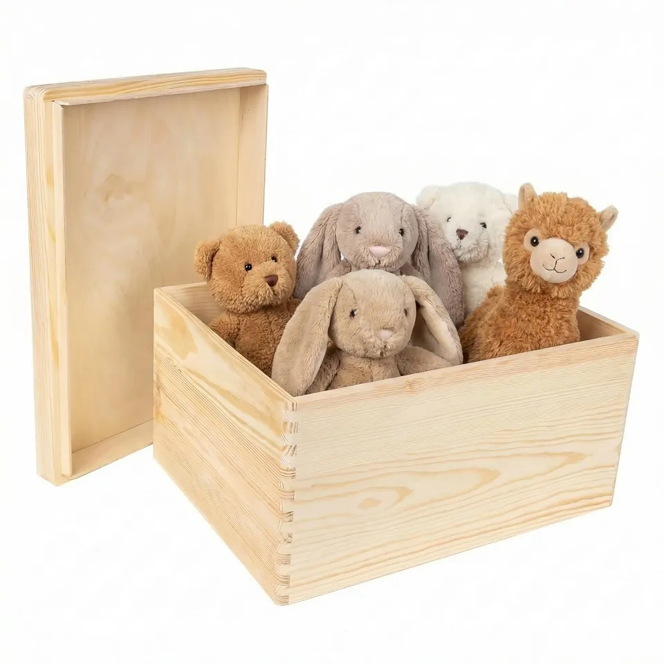 Creative Deco Boîte Rangement Bois Brut 40x30x22 cm