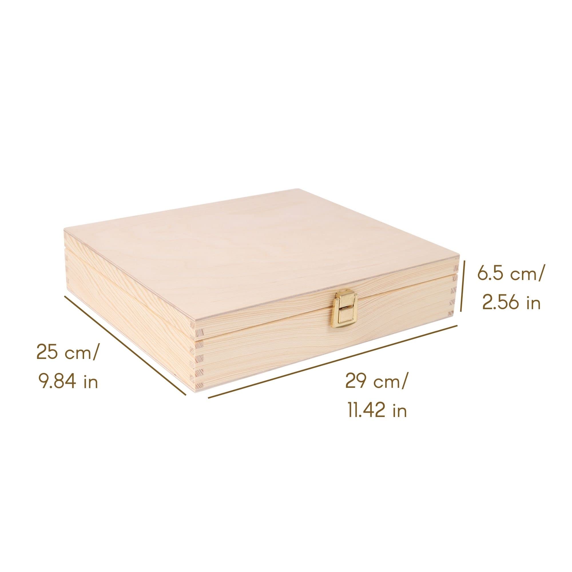 Creative Deco Boîte rangement bois 29x25 cm couvercle serrure brut