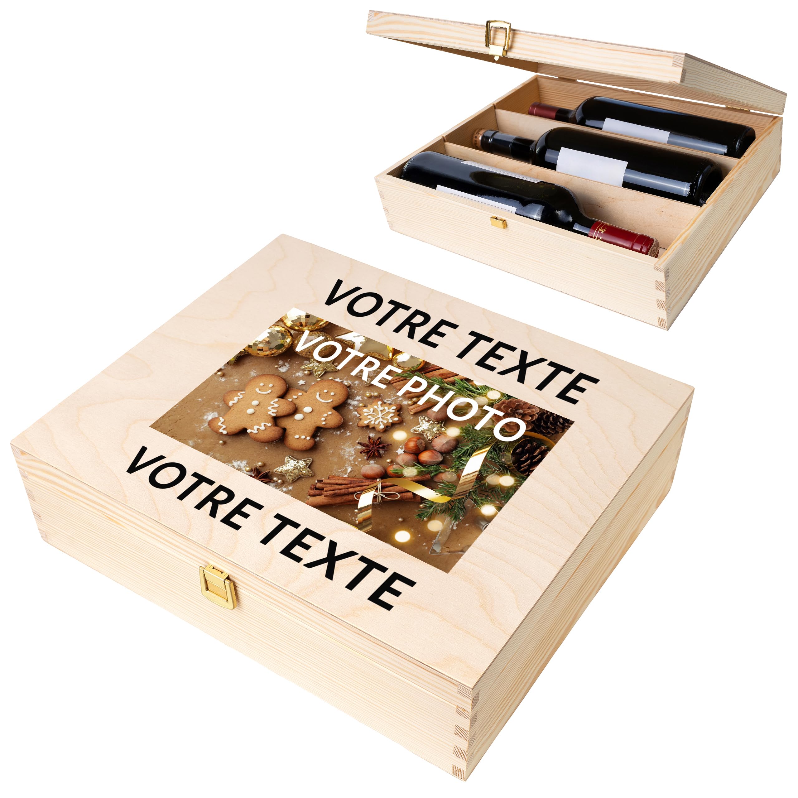 Creative Deco Boîte Vin Bois Texte Souhaité 35 cm Cadeau