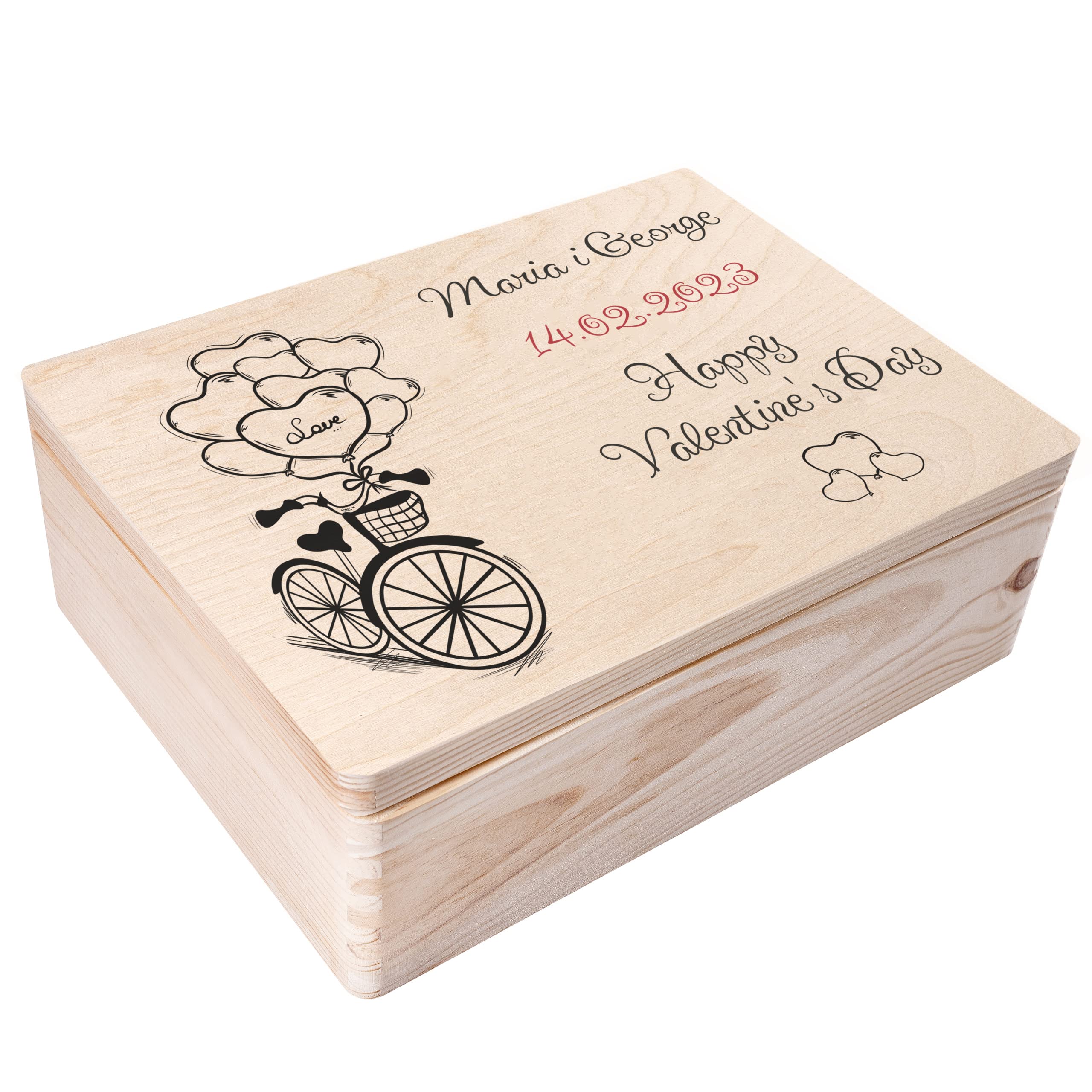 Creative Deco Boîte Bois Personnalisée vélo 30x20x14 cm