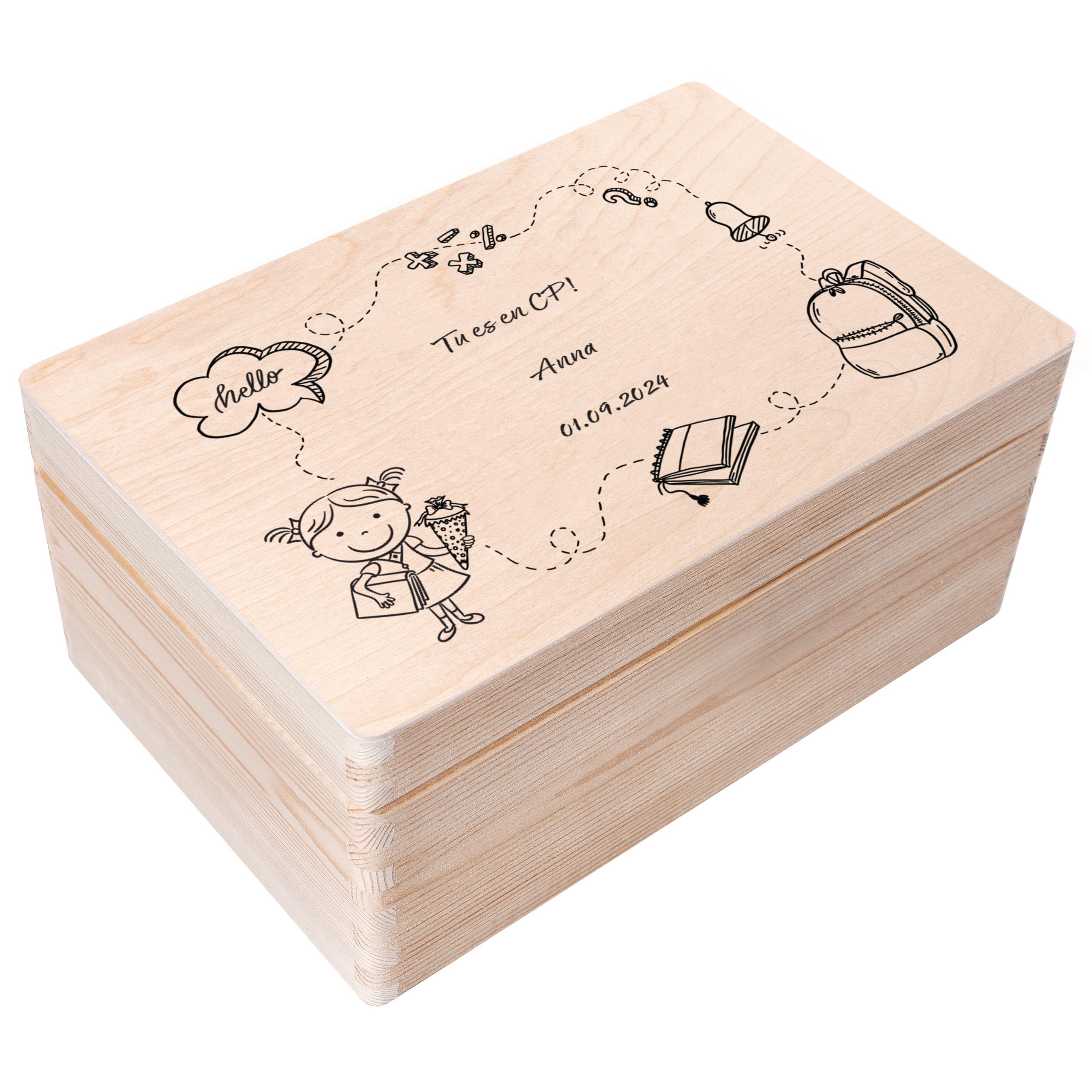 Creative Deco Boîte Bois Souvenir École Extraterrestre 30x20x14