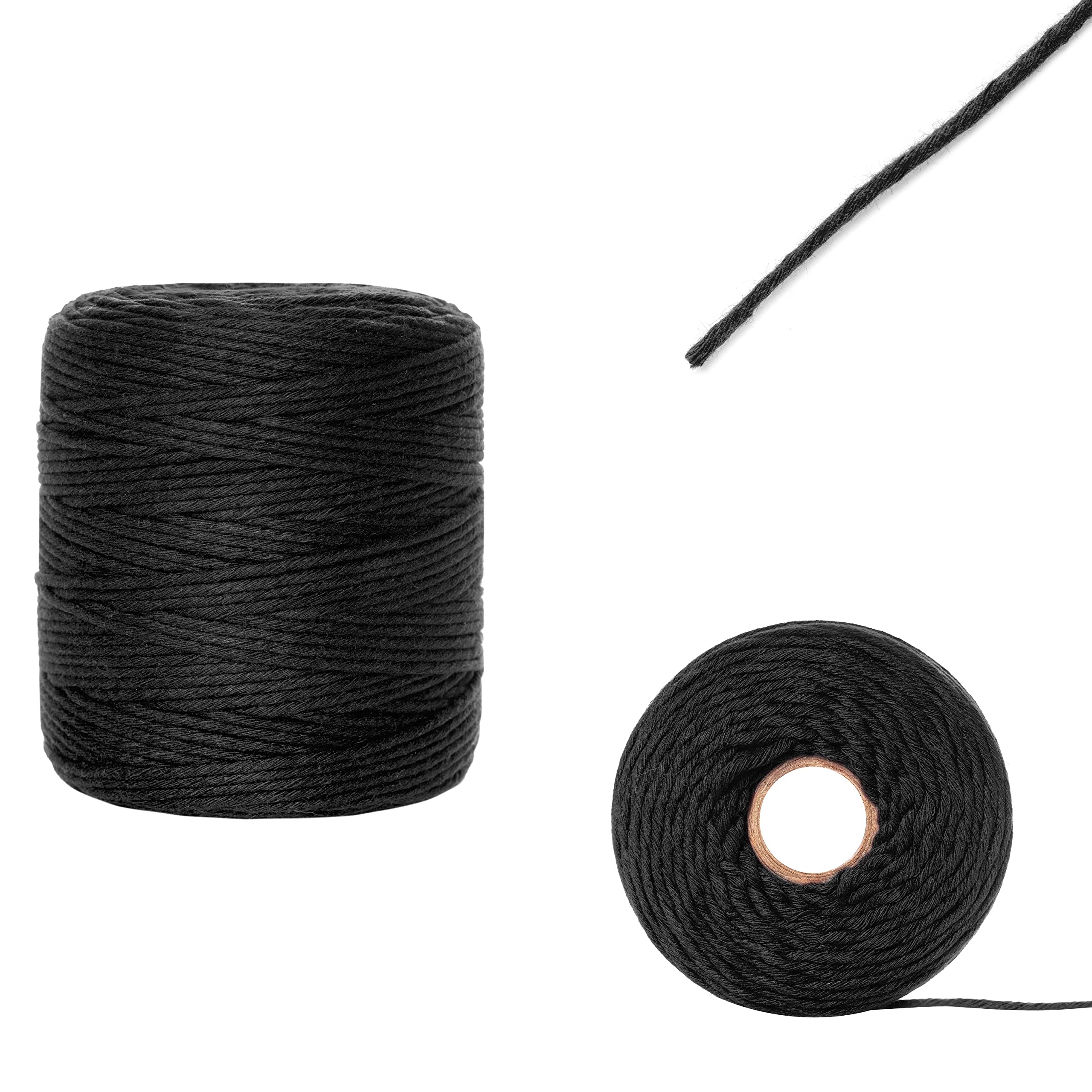 Creative Deco corde macramé coton noir 3 mm 200 m