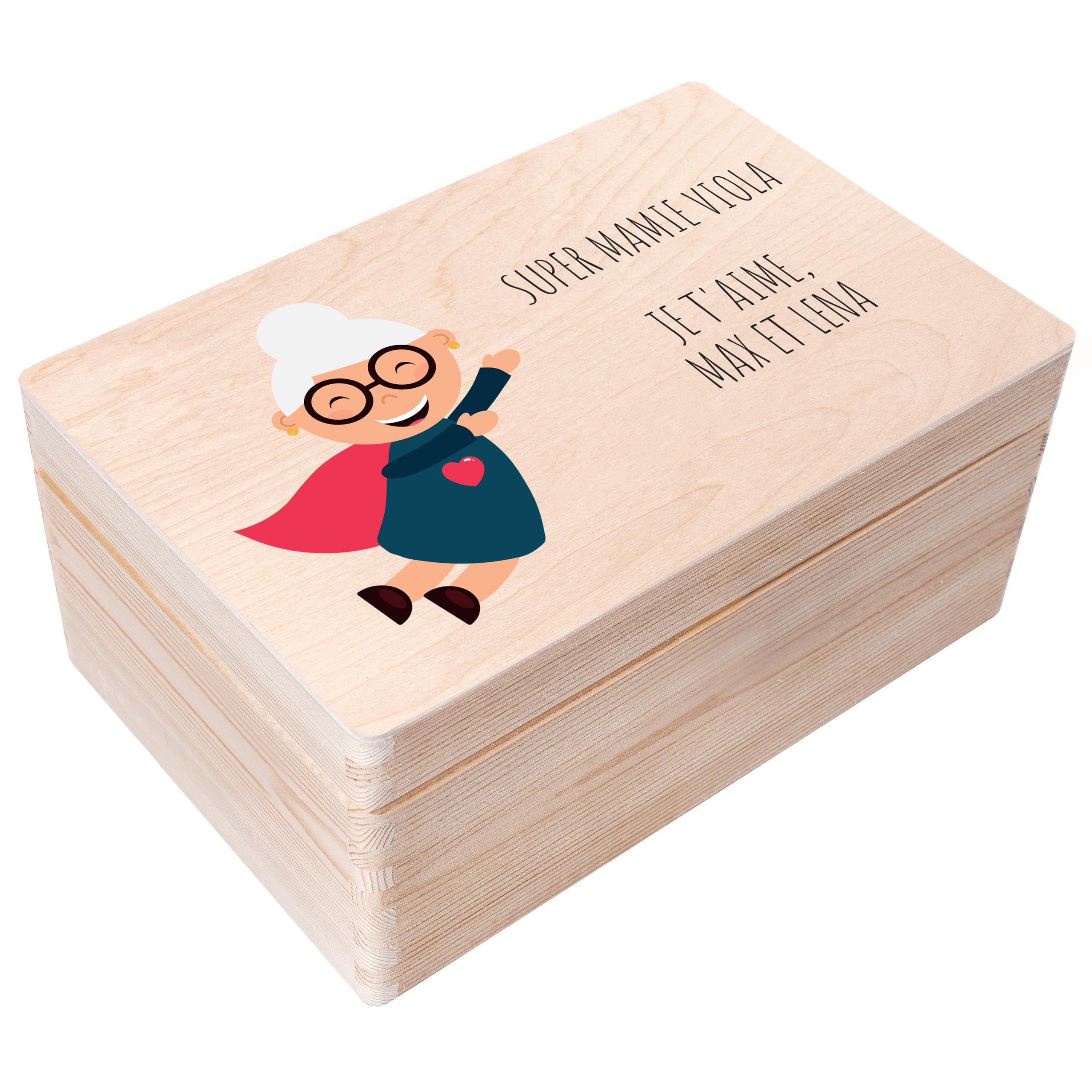 Creative Deco Boîte en bois grand-mère 30x20x14 personnalisée