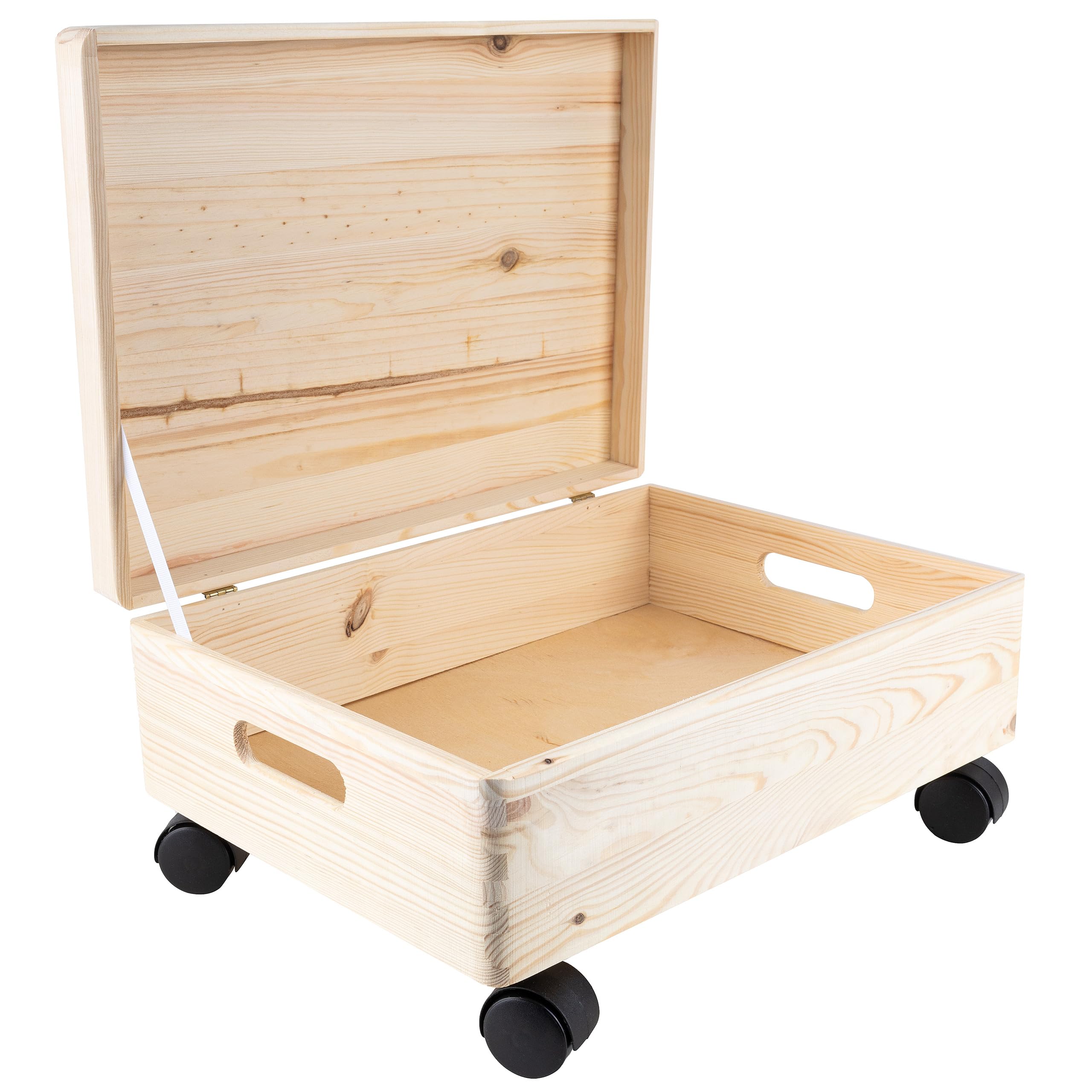 Creative Deco Boîte bois XL 40x30x14 cm roulettes à décorer