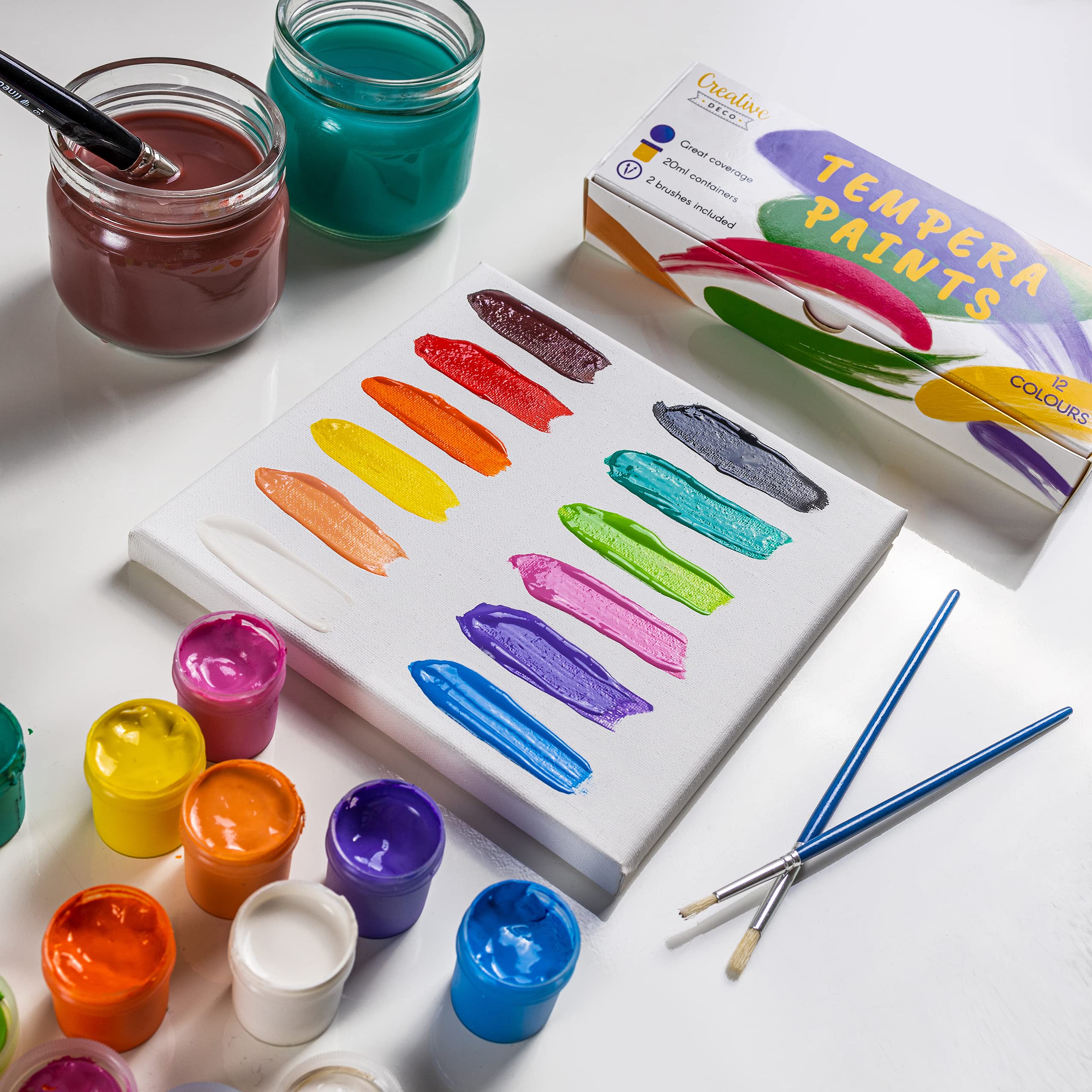 Creative Deco Tempera peinture enfant lavable 12x20ml base eau